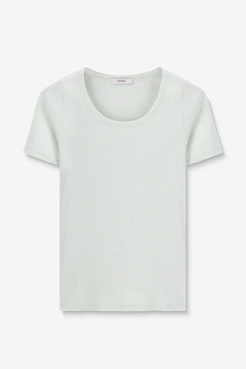 T-shirt Côtelé - Vert Clair