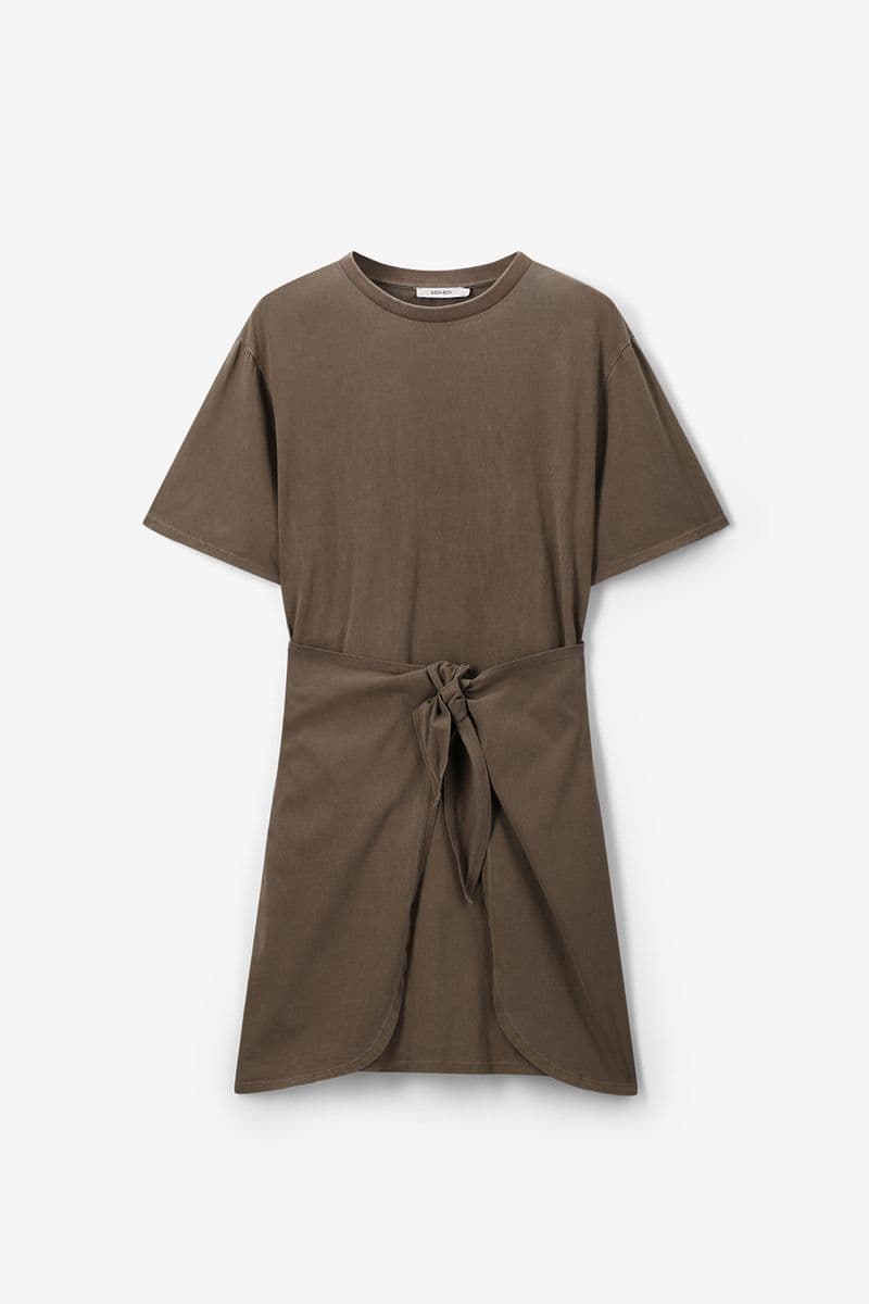 Robe Portefeuille En Jersey - Vert Foncé