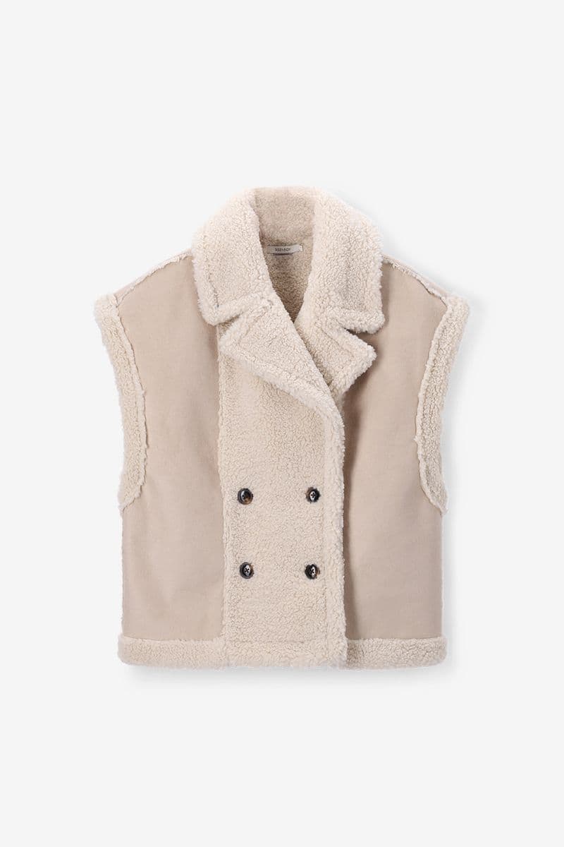 Veste Sans Manches Réversible En Fausse Fourrure - Blanc