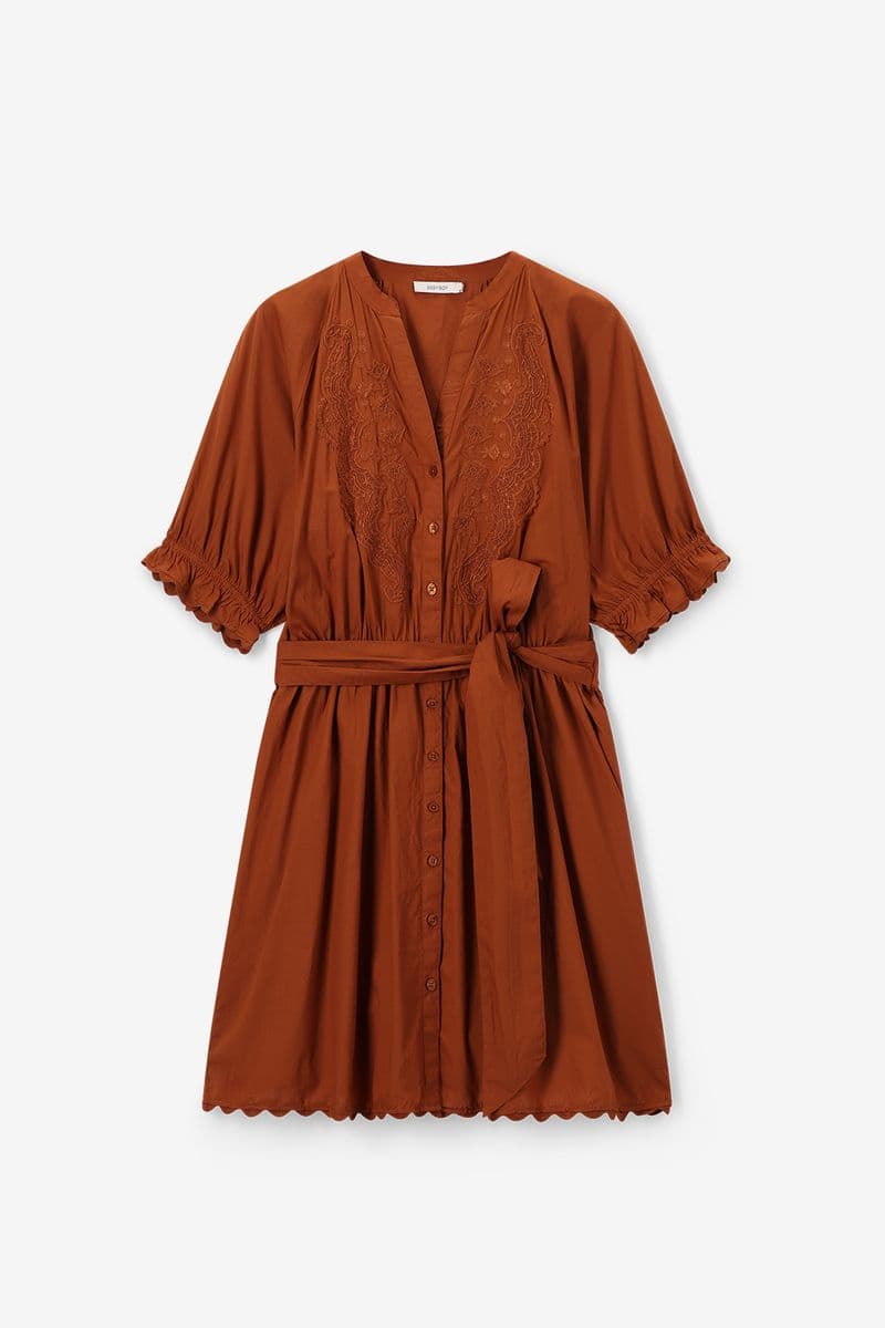 Robe Avec Broderies - Marron