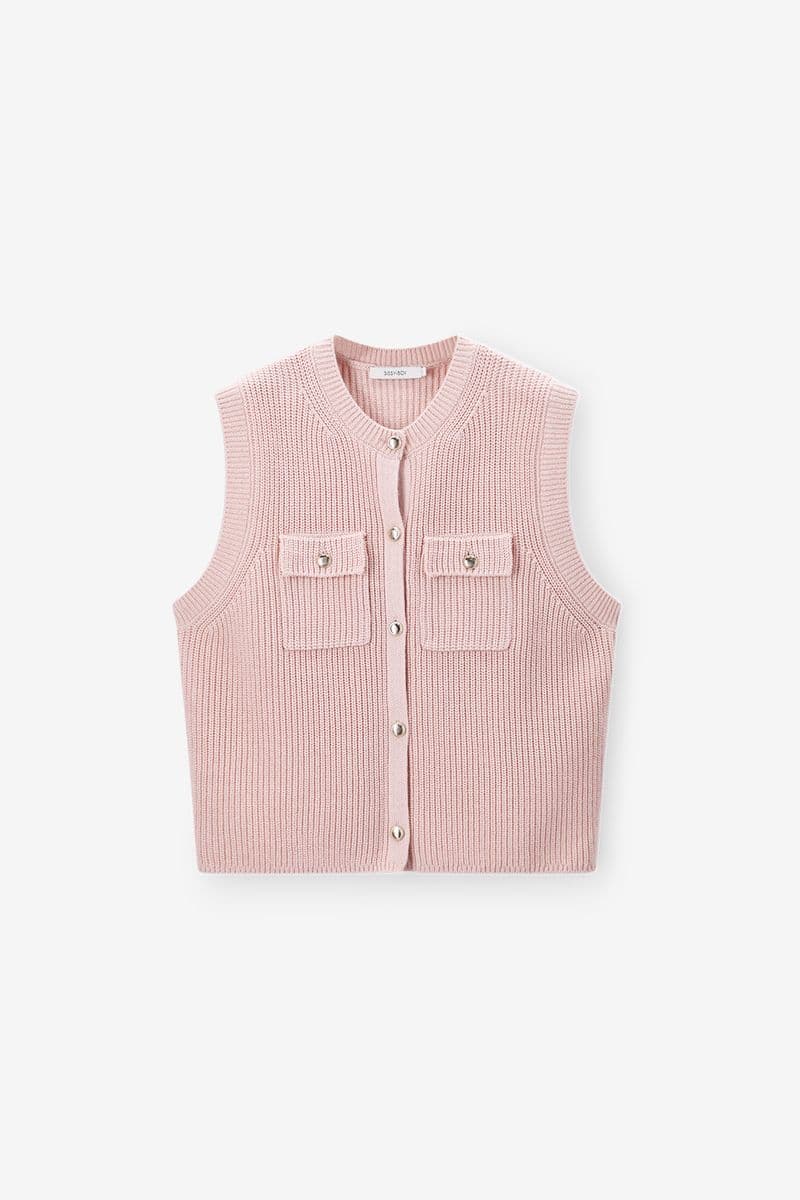 Lichtroze Gilet Met Knoopsluiting