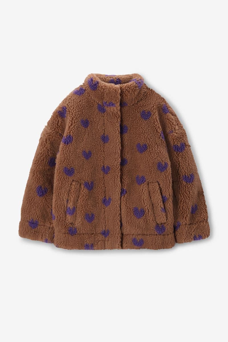 Veste Duveteuse Avec Cœurs - Marron