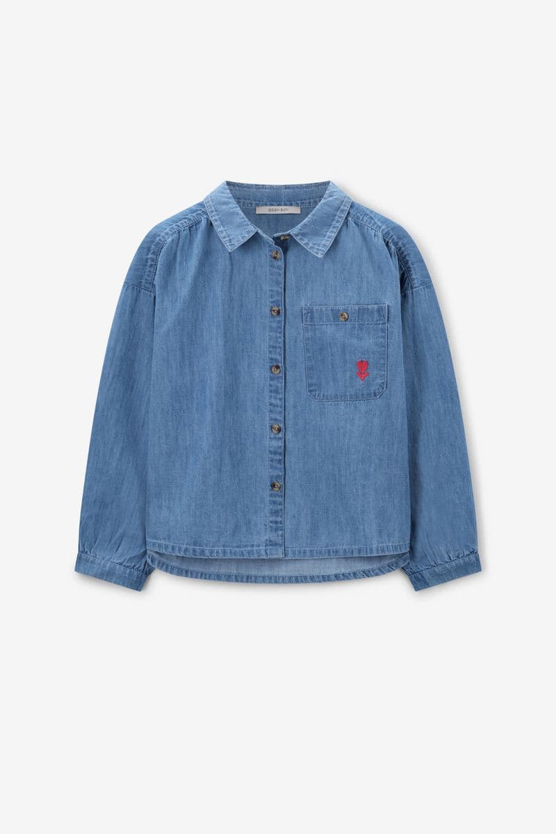 Blouse En Jean Avec Cœur - Bleu