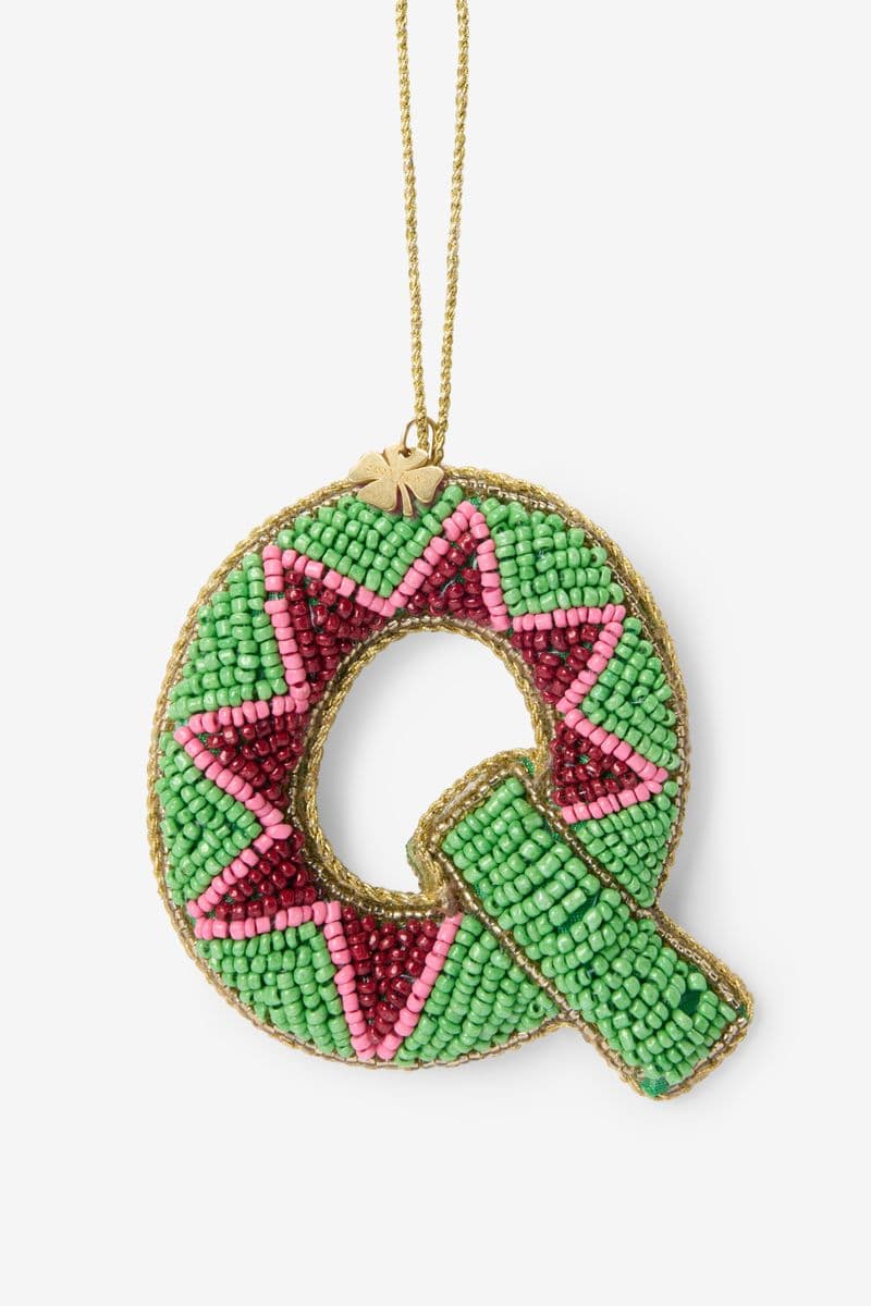 Suspension De Noël Lettre Q - Vert