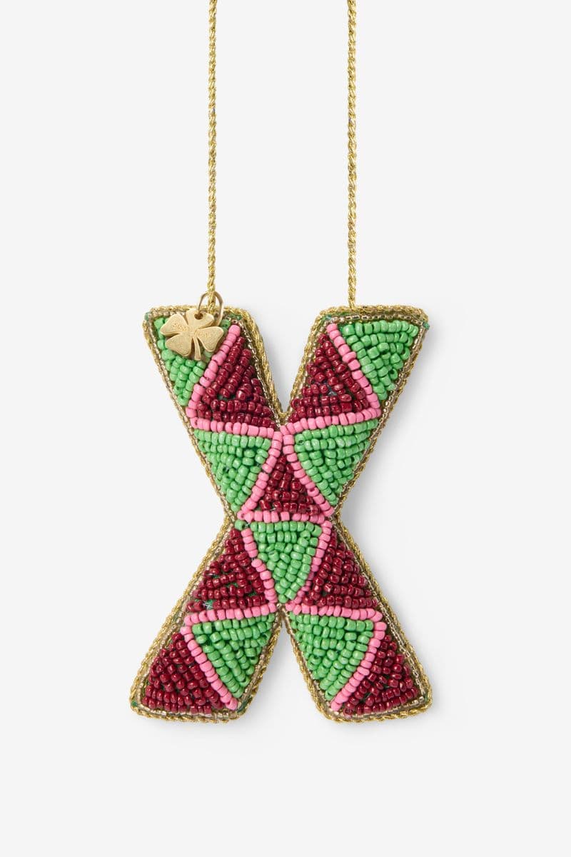 Suspension De Noël Lettre X - Vert