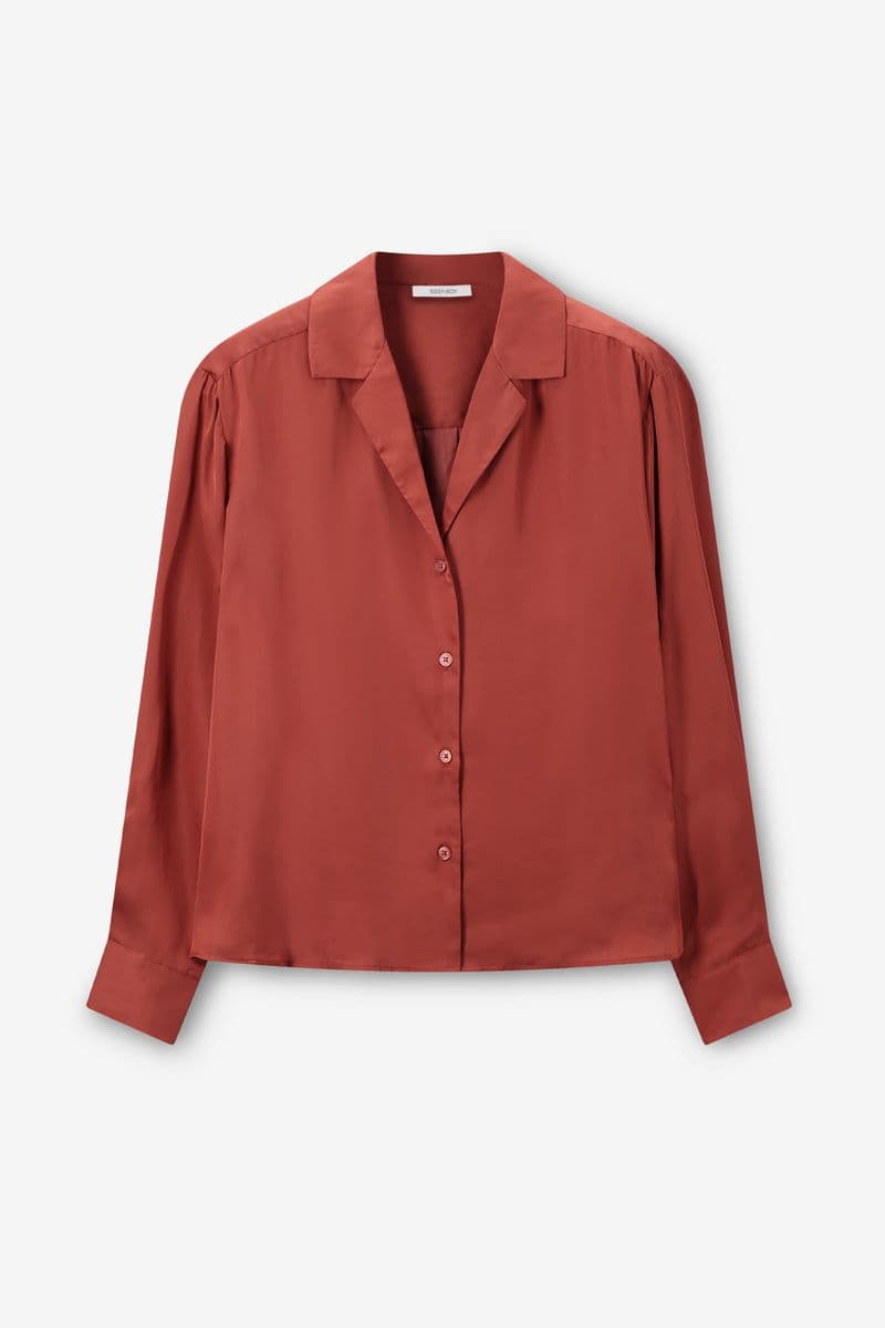 Blouse Avec Col Revers - Rouge