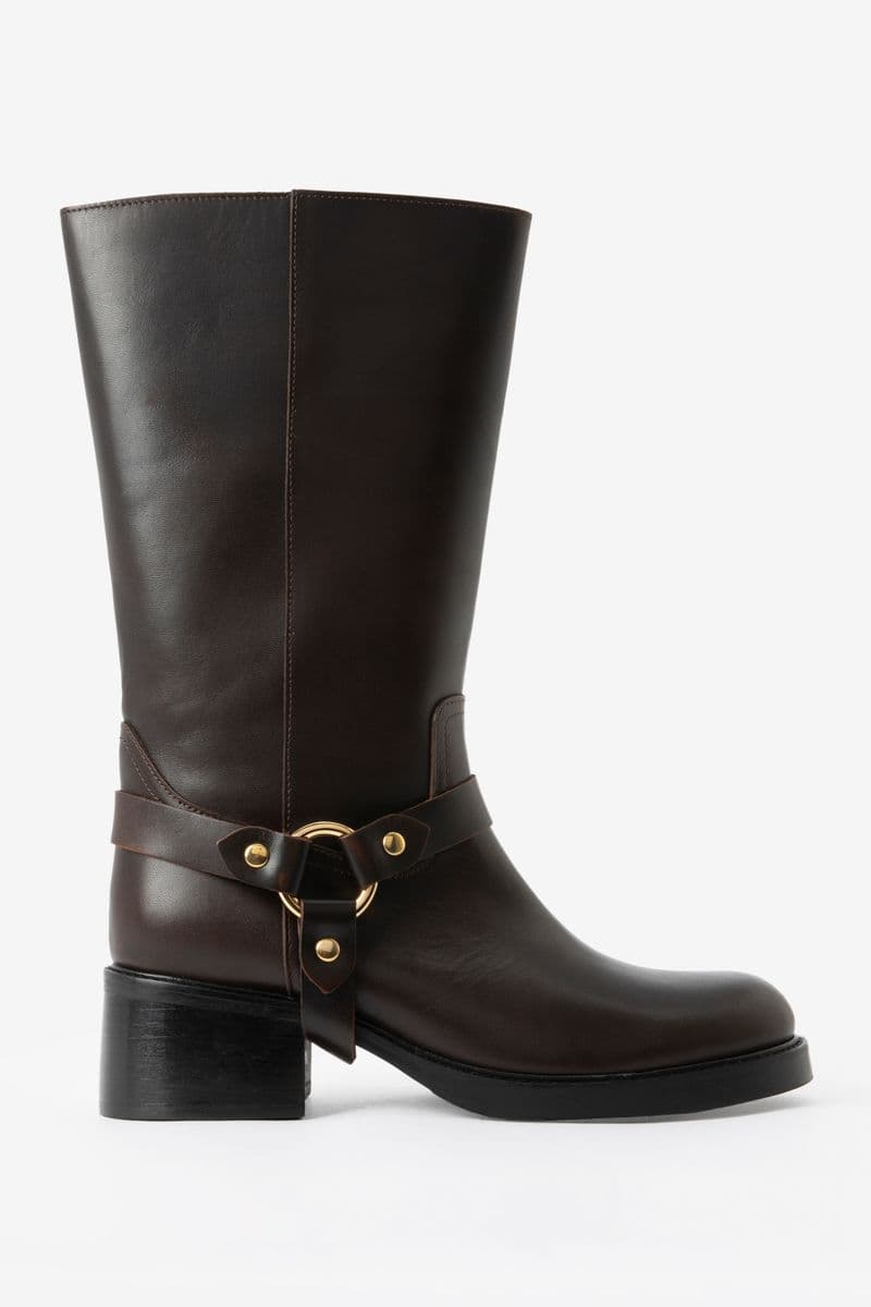 Donkerbruine Biker Boots Met Gesp