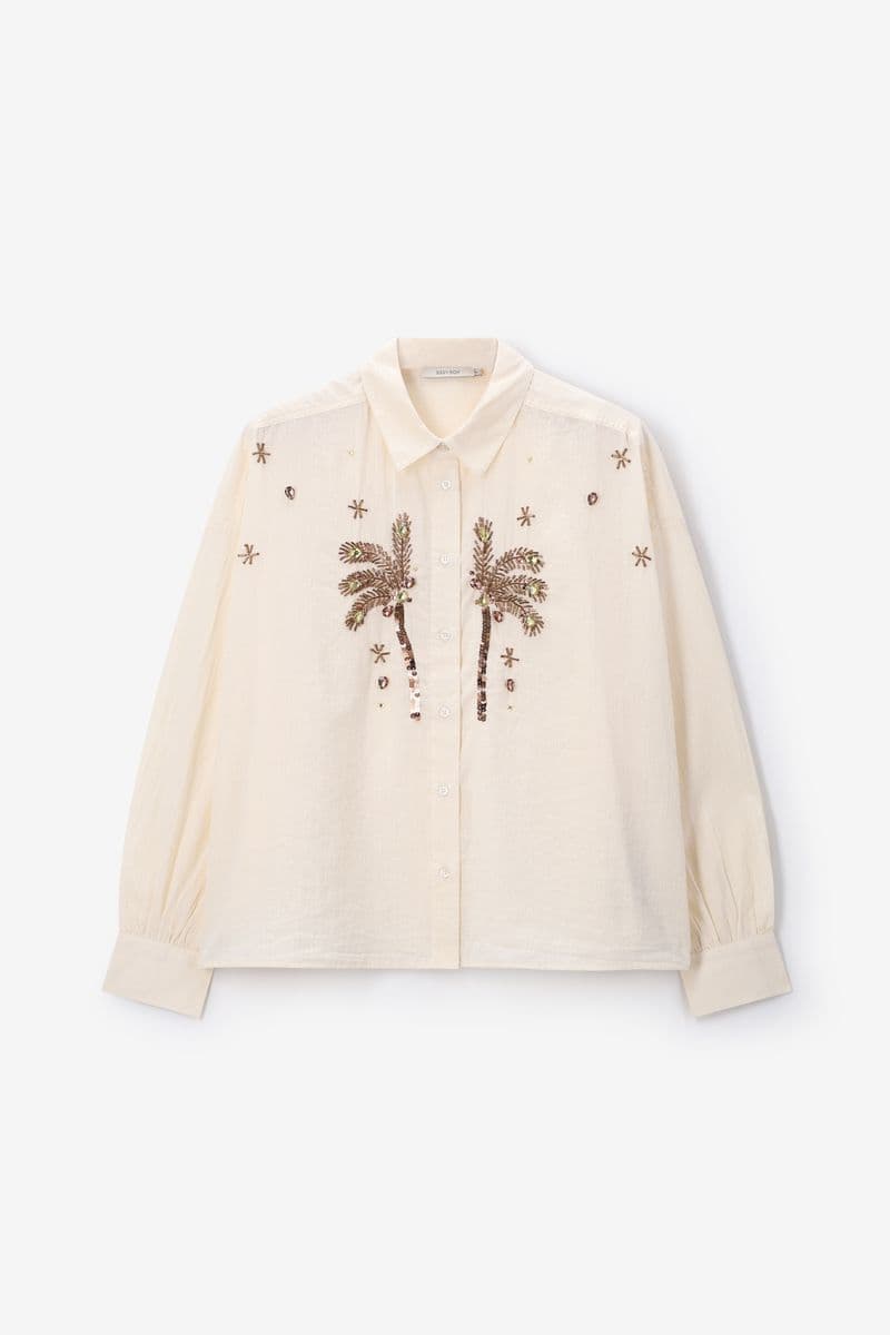 Witte Blouse Met Palmbomen