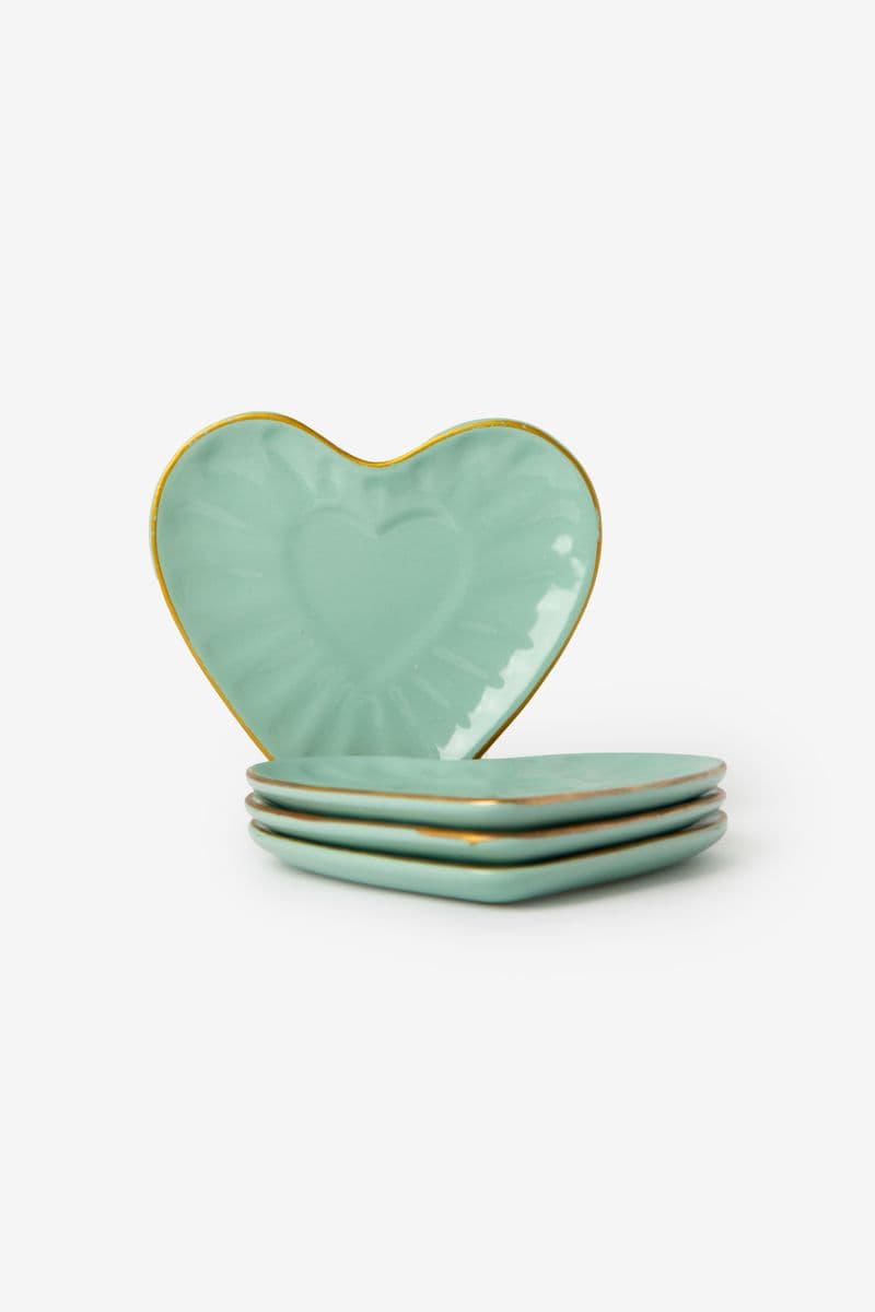 Assiettes À Dessert Cœur - Vert