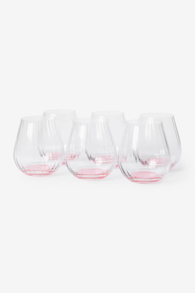 Lichtroze Waterglazen Met Reliëf