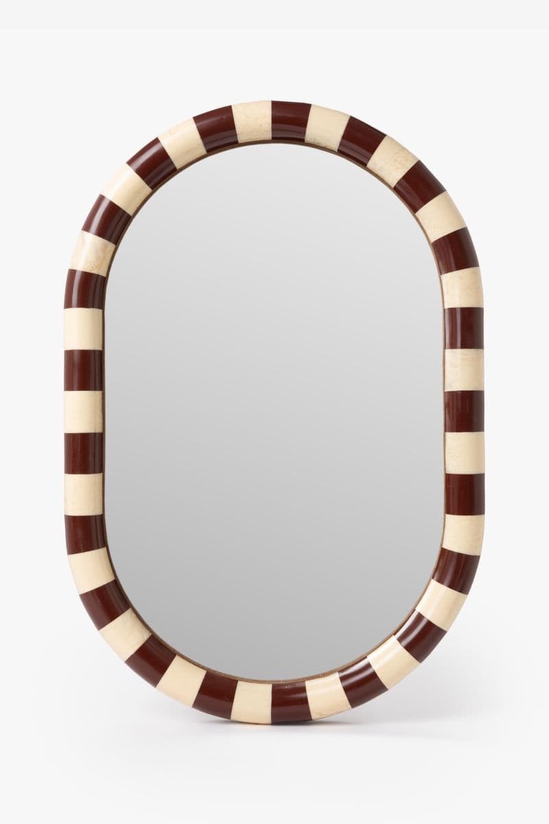 Miroir Mural Avec Cadre À Carreaux - Marron Foncé