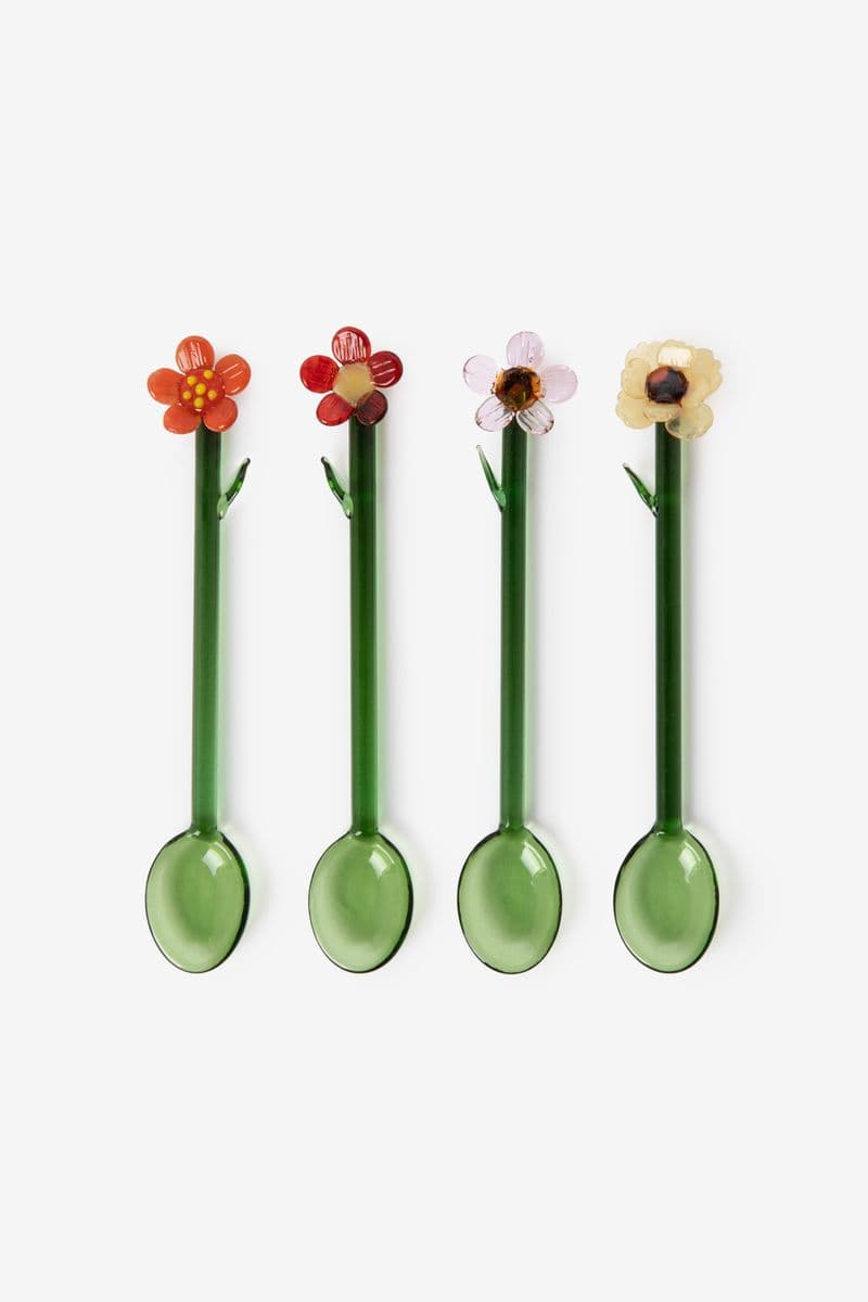 Lot De Cuilléres À Café Avec Fleur - Multicolore