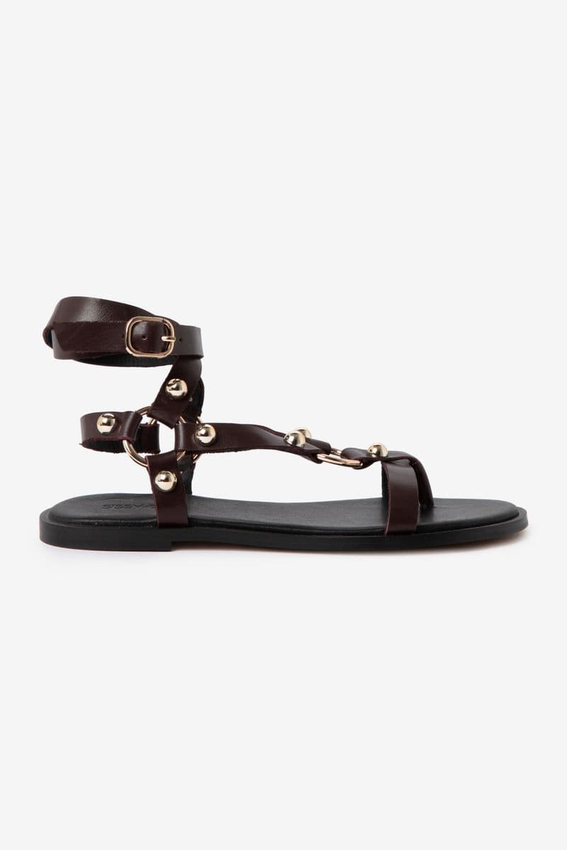 Donkerrode Sandalen Met Studs