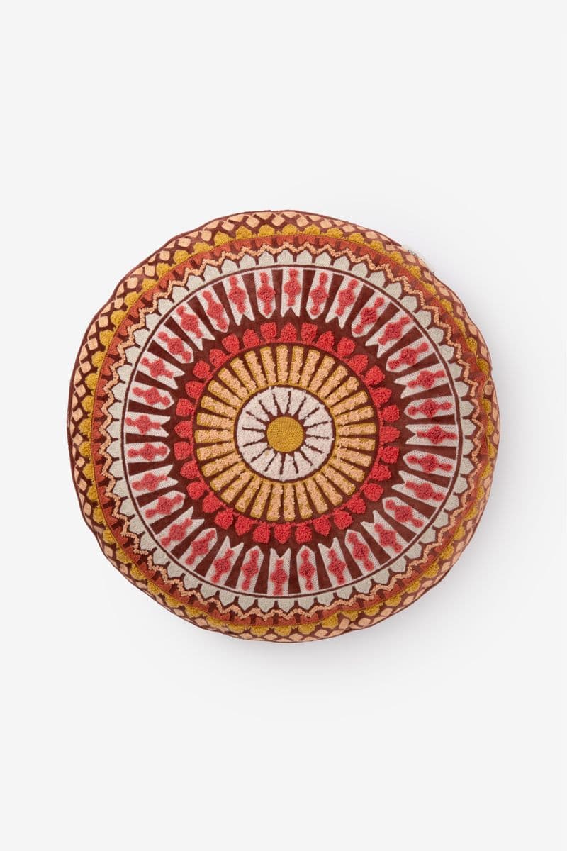 Bruin Rond Kussen Met Print