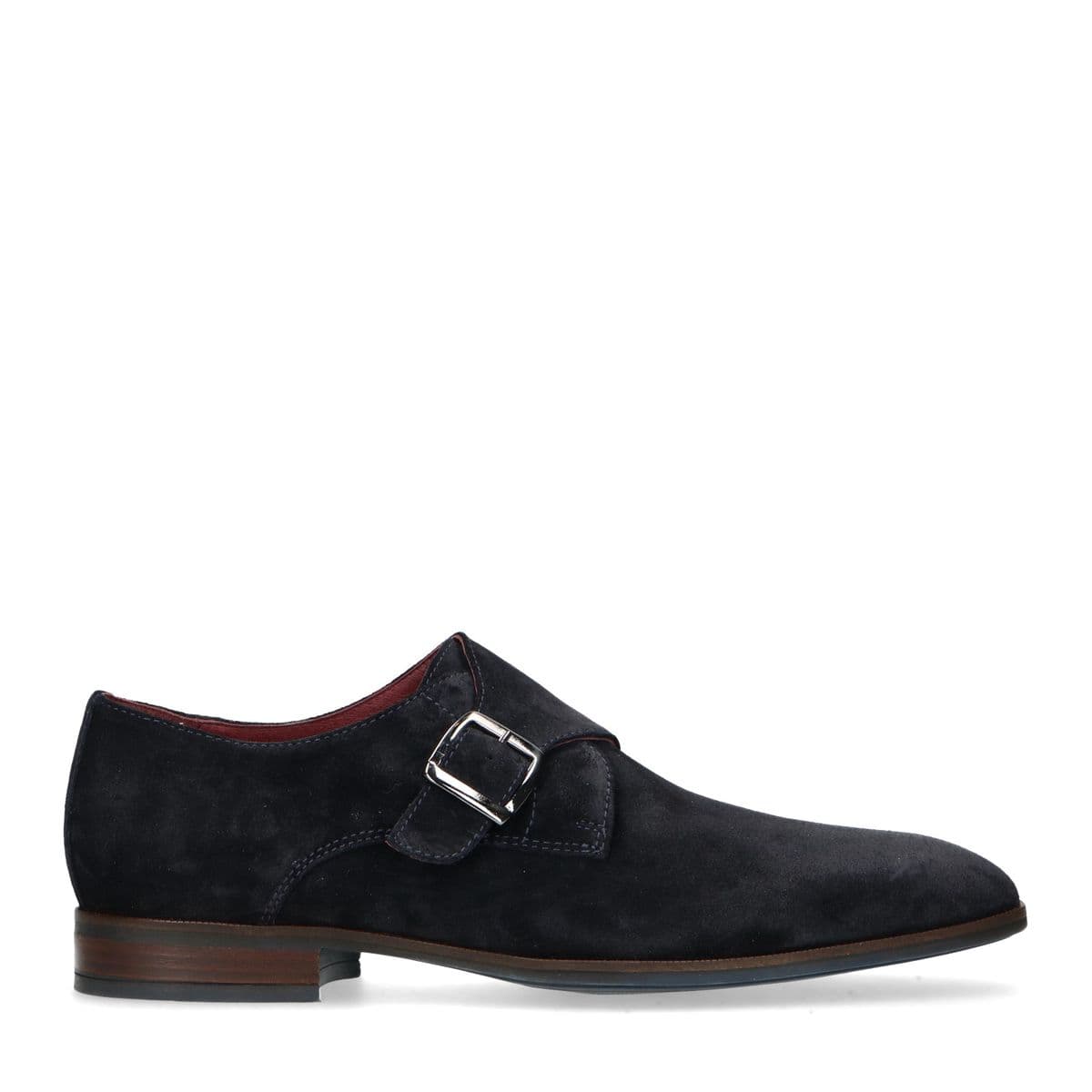 Manfield Donkerblauwe Suède Gespschoenen - Maat 44