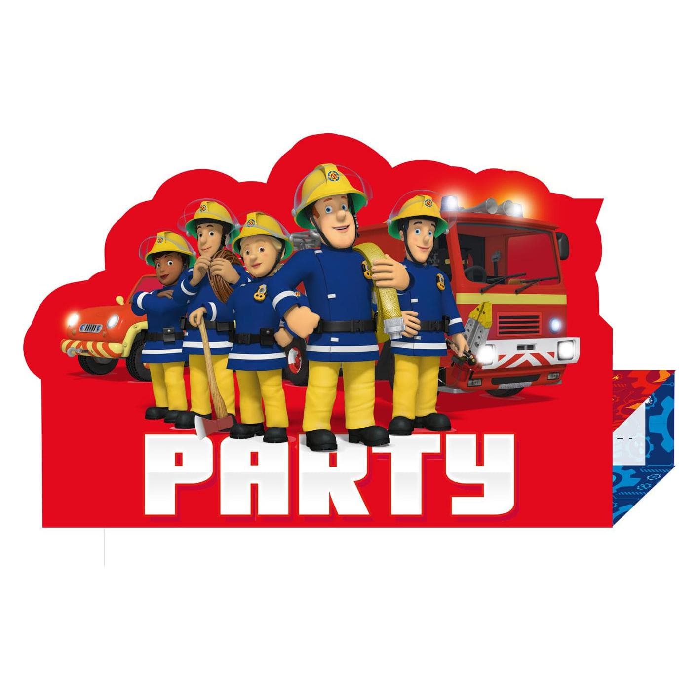 Amscan, Wenskaart, Brandweerman Sam uitnodigingskaarten (8) (8 Pcs.)