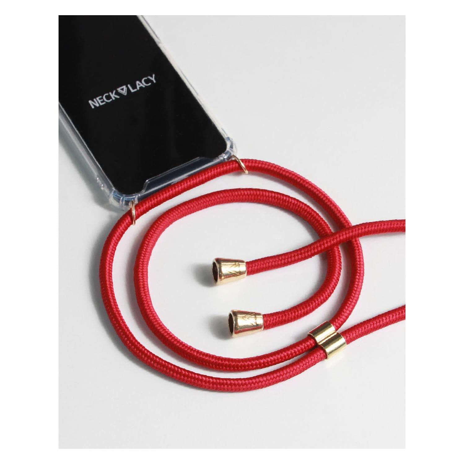Necklacy Halsketting etui, Mobiele telefoonketen, Transparant, Rood