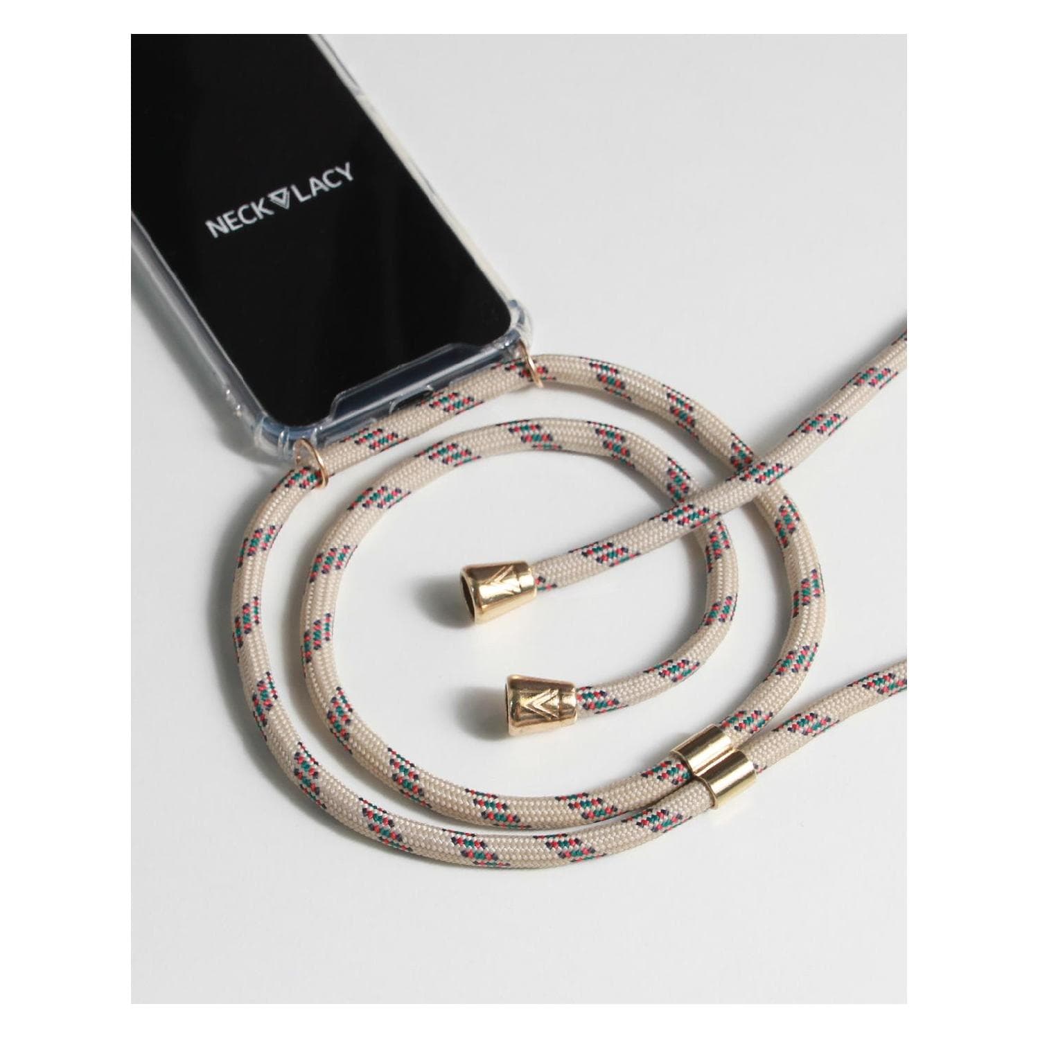Necklacy Halsketting etui, Mobiele telefoonketen, Transparant, Beige, Blauw, Rood