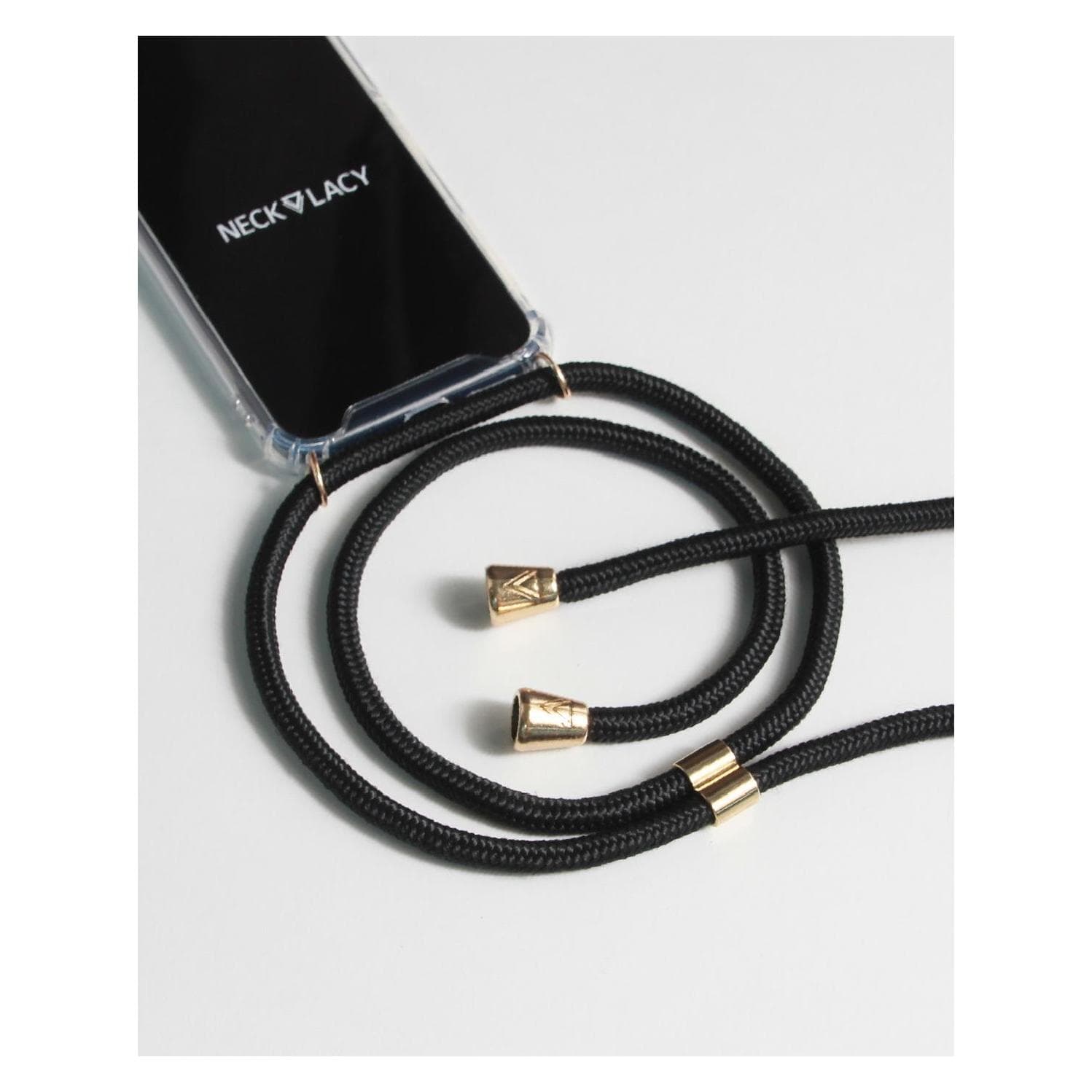 Necklacy Halsketting etui, Mobiele telefoonketen, Transparant, Zwart