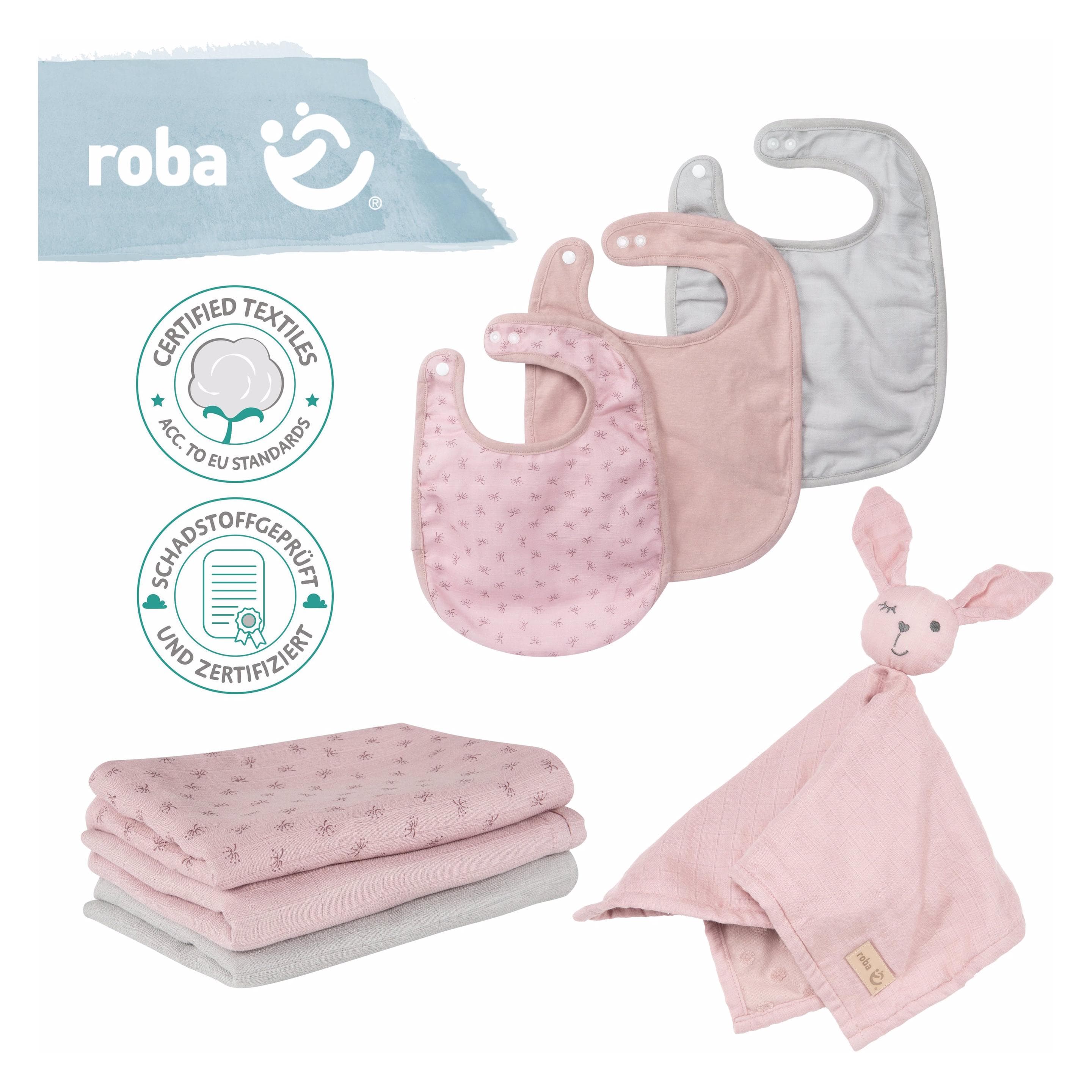 Roba, Slabbetje, Baby Essentials Geschenkset Lil Planet roze (0 Maanden)