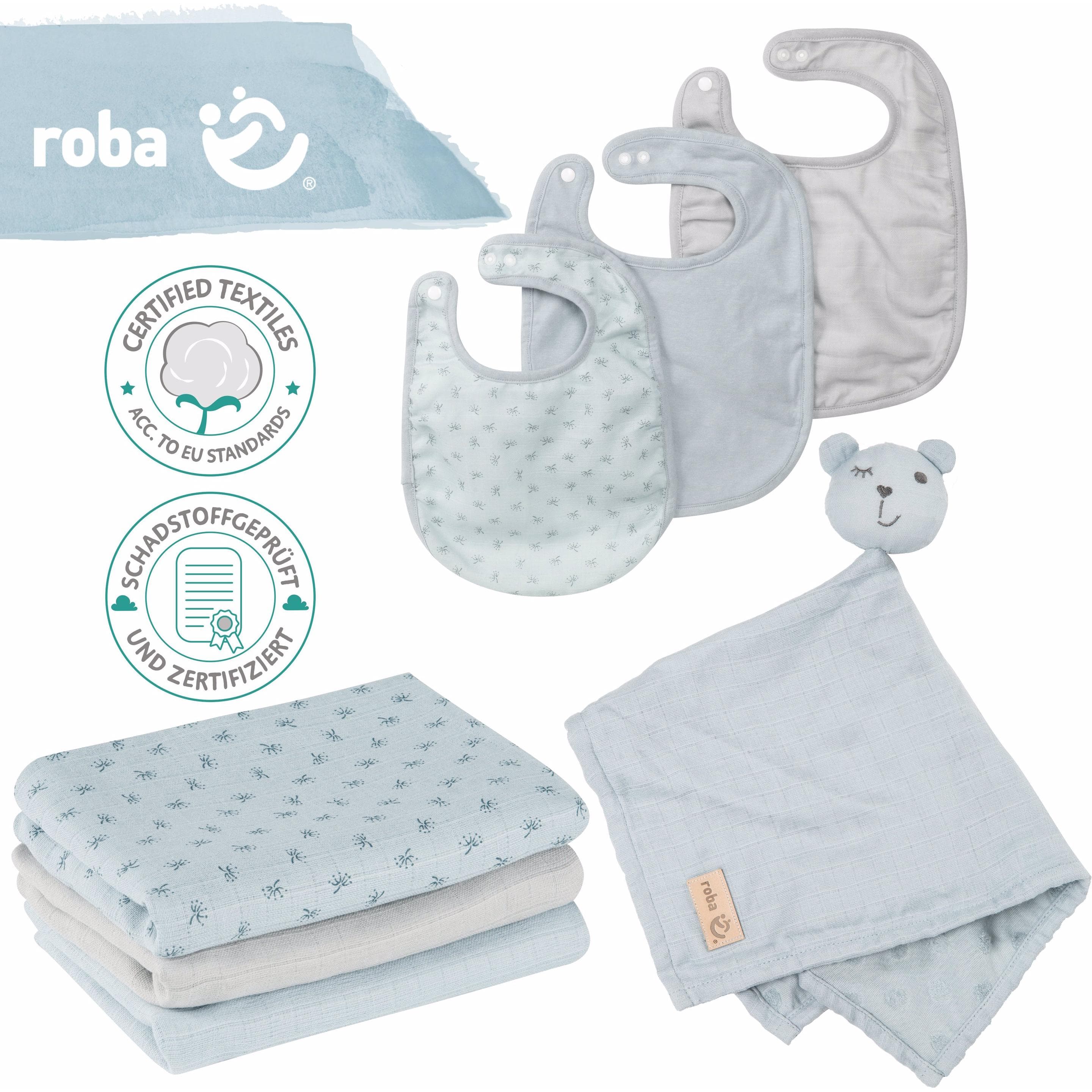 Roba, Slabbetje, Baby Essentials Geschenkset Lil Planet turquoise
