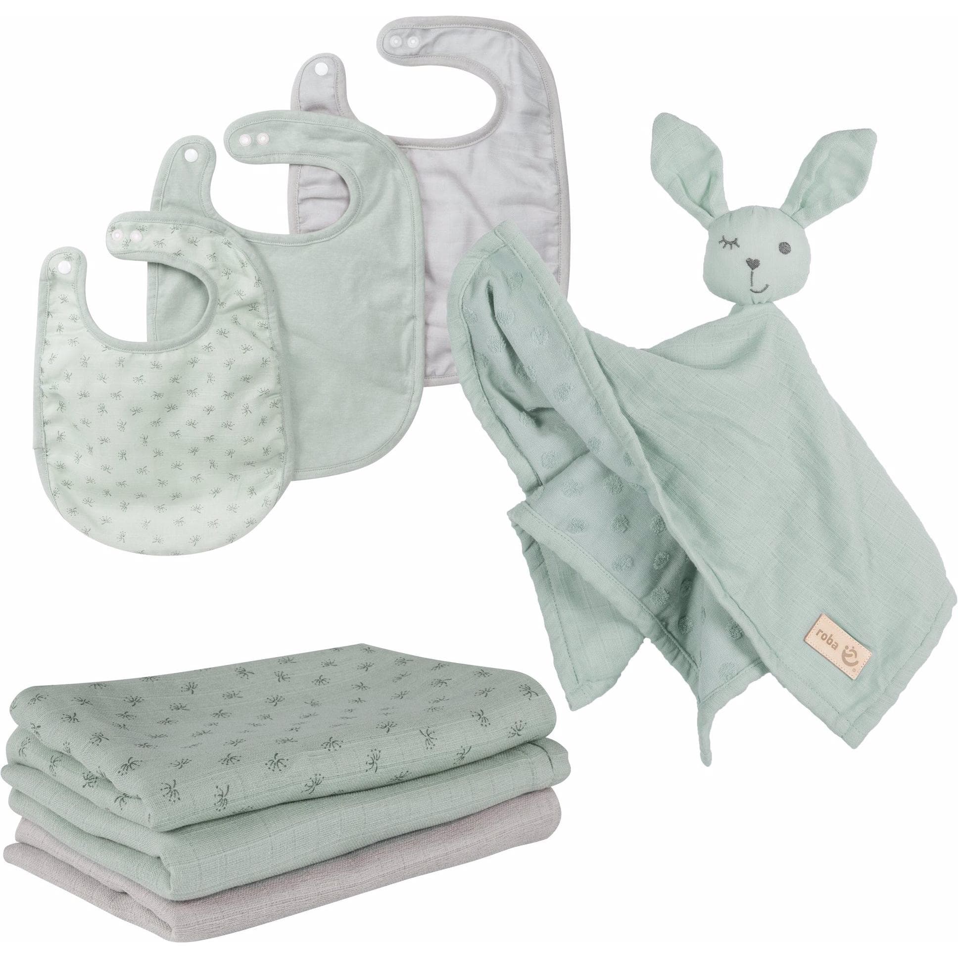 Roba, Slabbetje, Baby Essentials Geschenkset Lil Planet frosty green