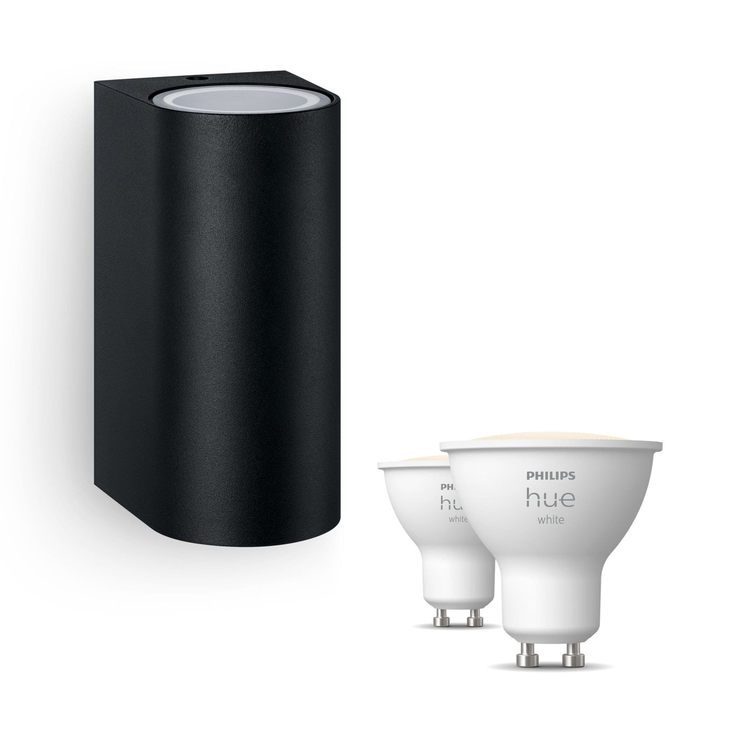 Philips Nightingale Wandlamp In Zwart + Gu10-lampen Met Wit Licht