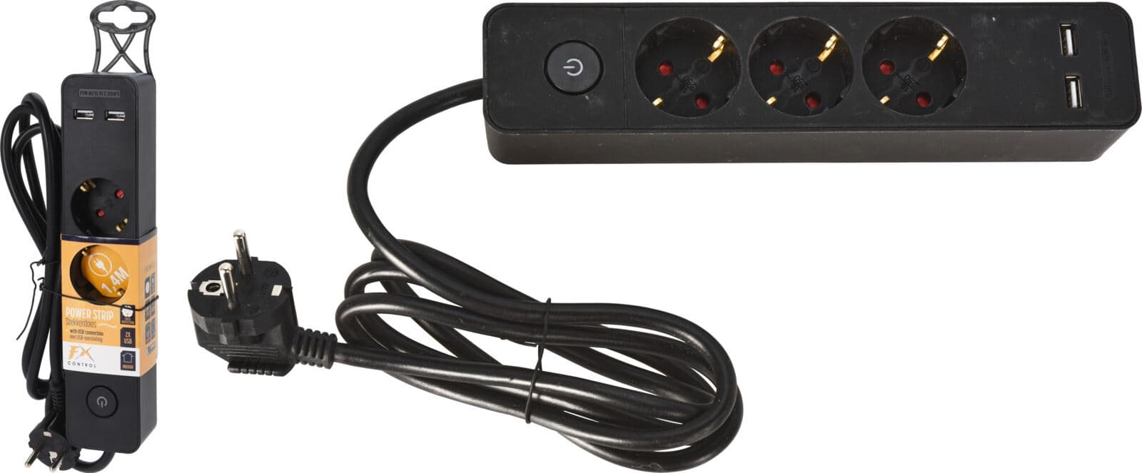 Stekkerdoos 3-Weg 2 Usb Zwart