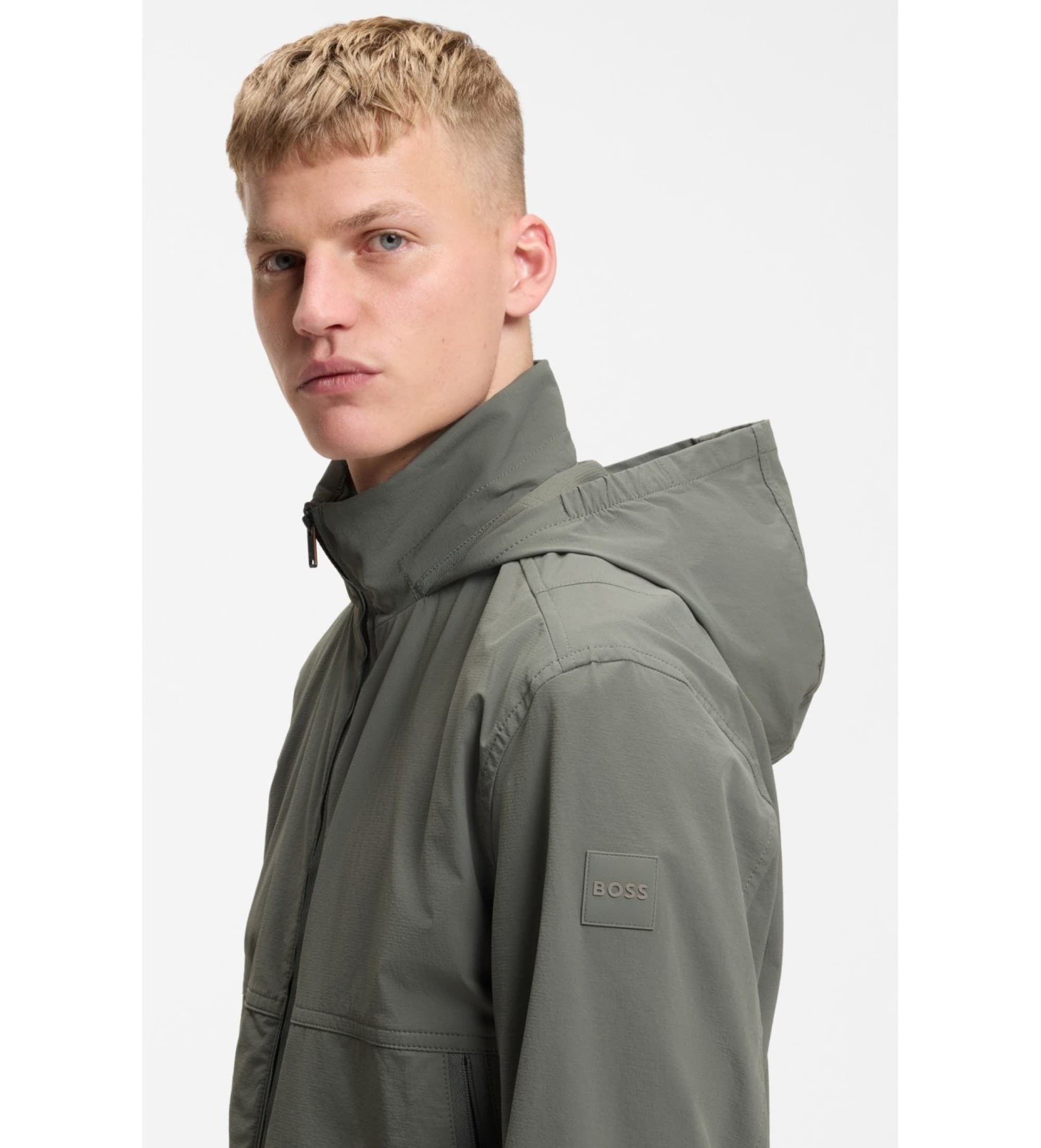 BOSS für Herren. 50551861 Graue Okri Jacke (54), Lässig, Polyamid, Langarm