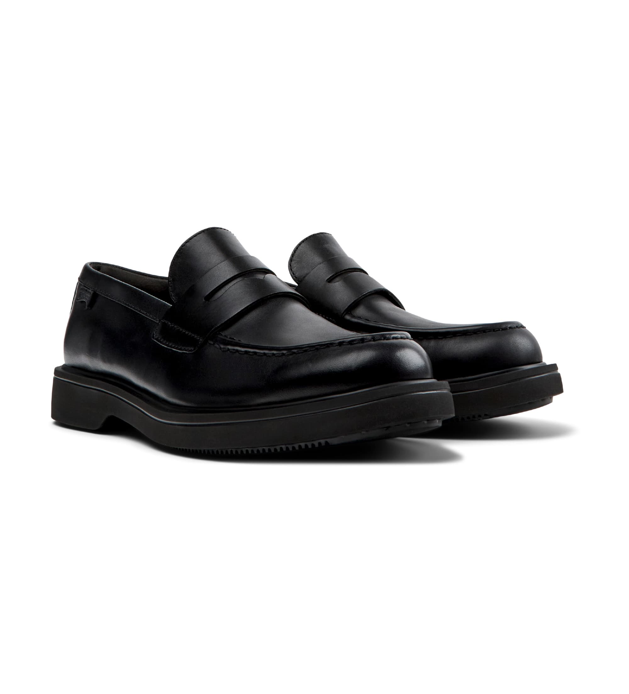 Campervoor mannen. K101001-001 Leren schoenen Norman zwart (42), Plat, Geen, Casual
