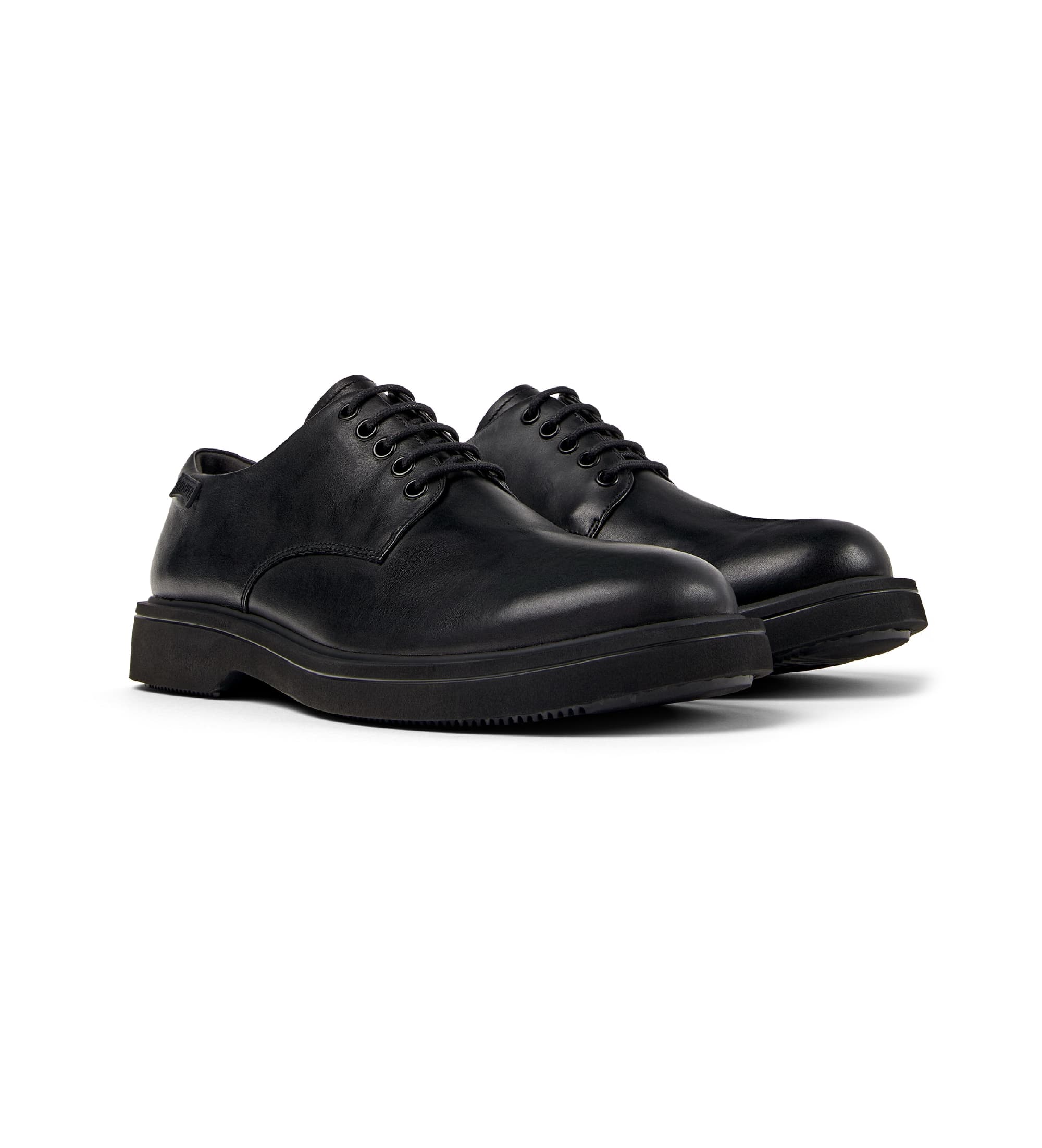 Campervoor mannen. K100998-001 Norman leren schoenen zwart (40), Leer, Plat, Veters, Casual