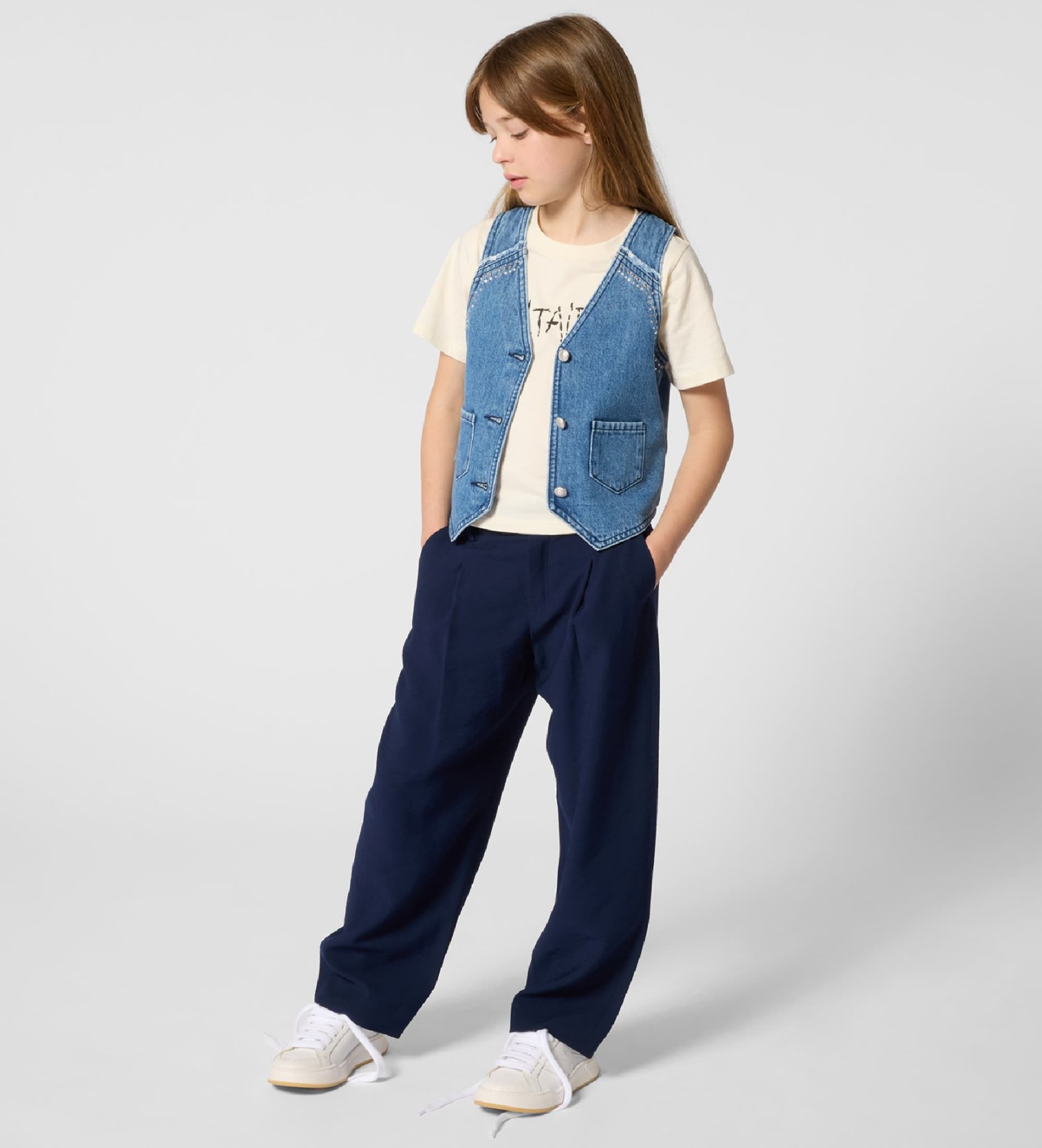 Zadig & Voltaire pour fille. X60531 T-shirt M.C. blanc (10Y= 138cm), Casuel, Coton, Manche courte, mode enfantine