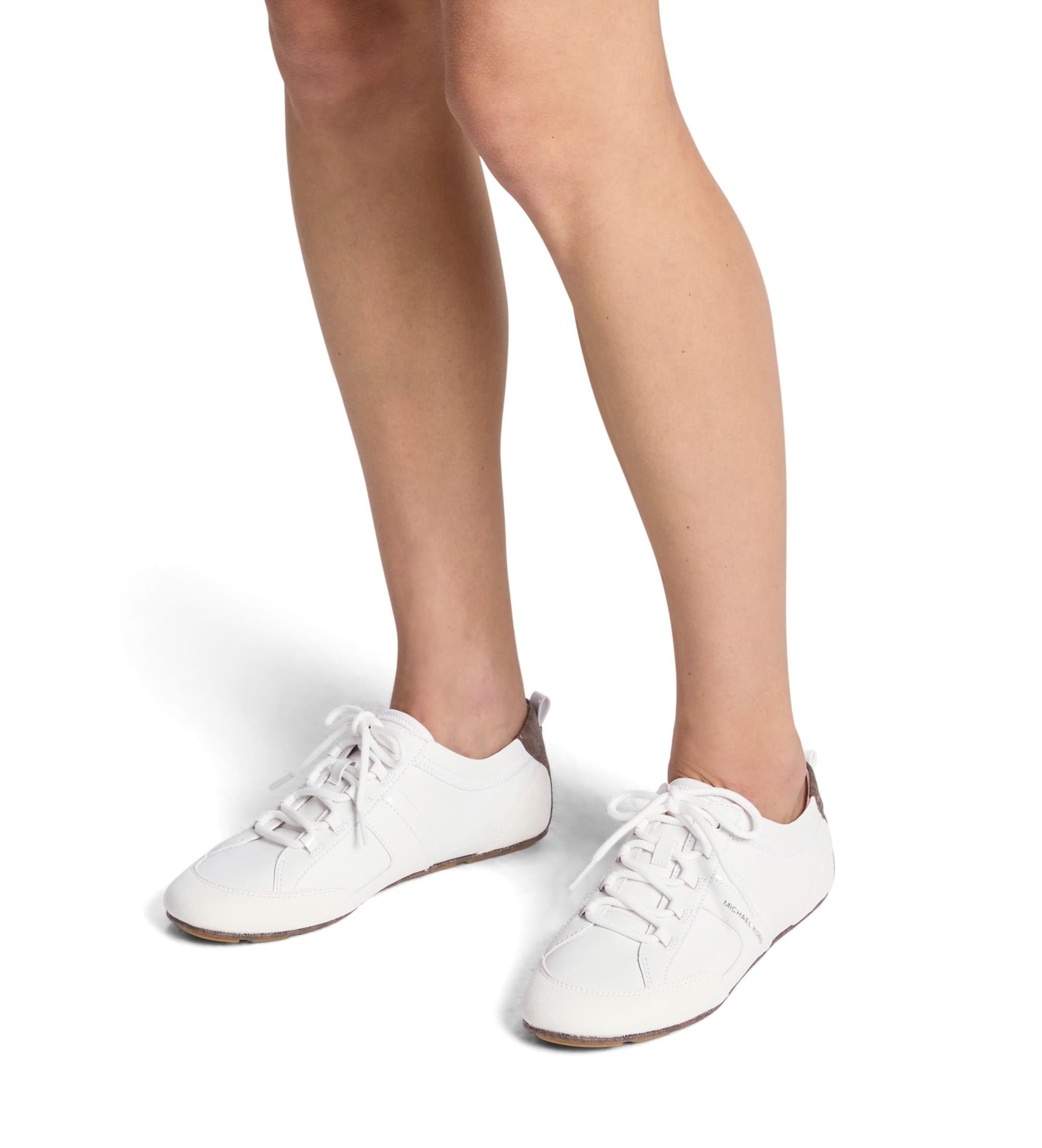 Michael Kors für Damen. 43S6KLFS1L Weiße Leder-Turnschuhe Keely (38), Wohnung, Schnürsenkel, Lässig