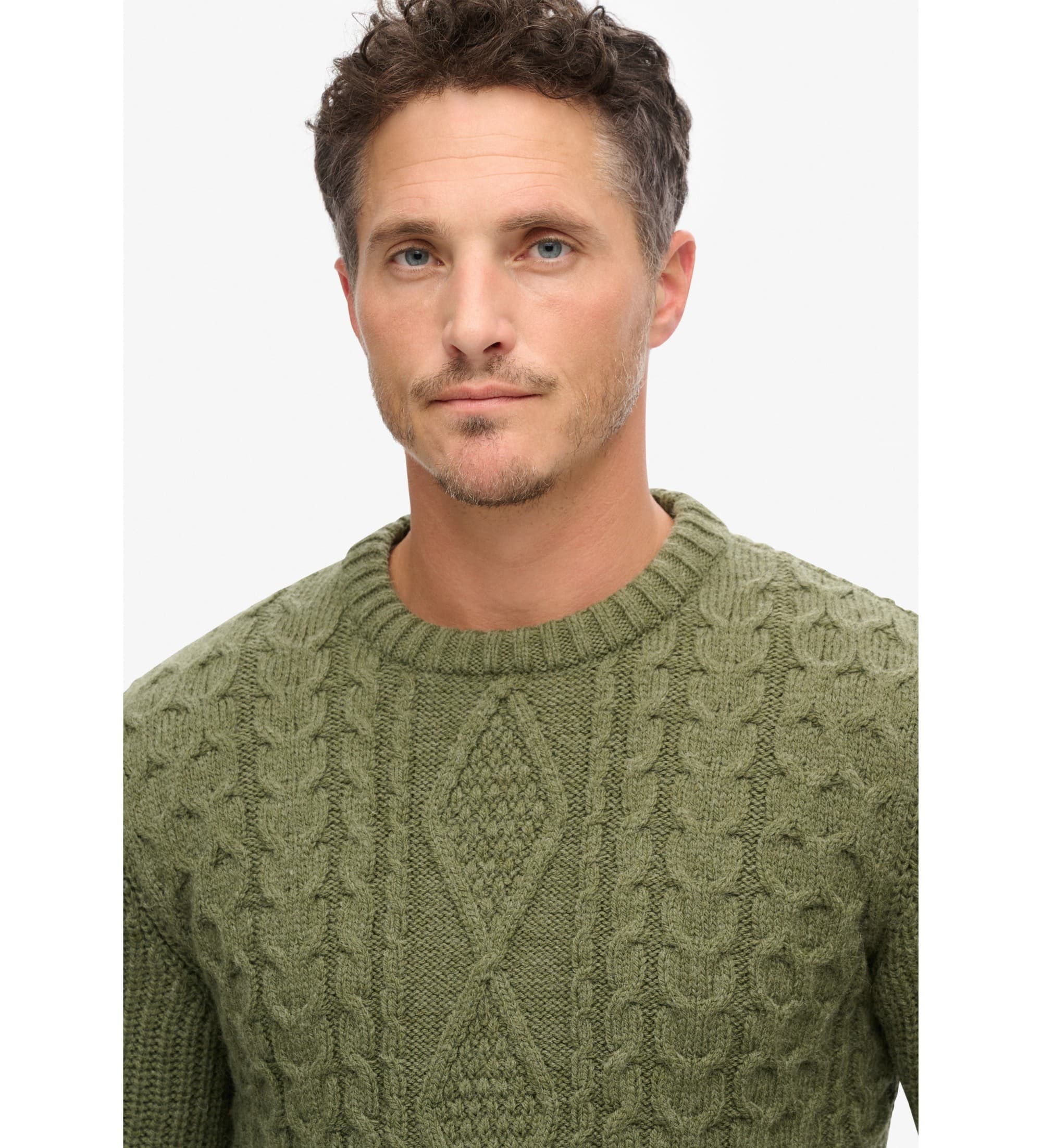Superdry für Herren. M6110638A Zopfstrickpullover Jacob grün (M), Lässig, Acryl, Nachhaltig