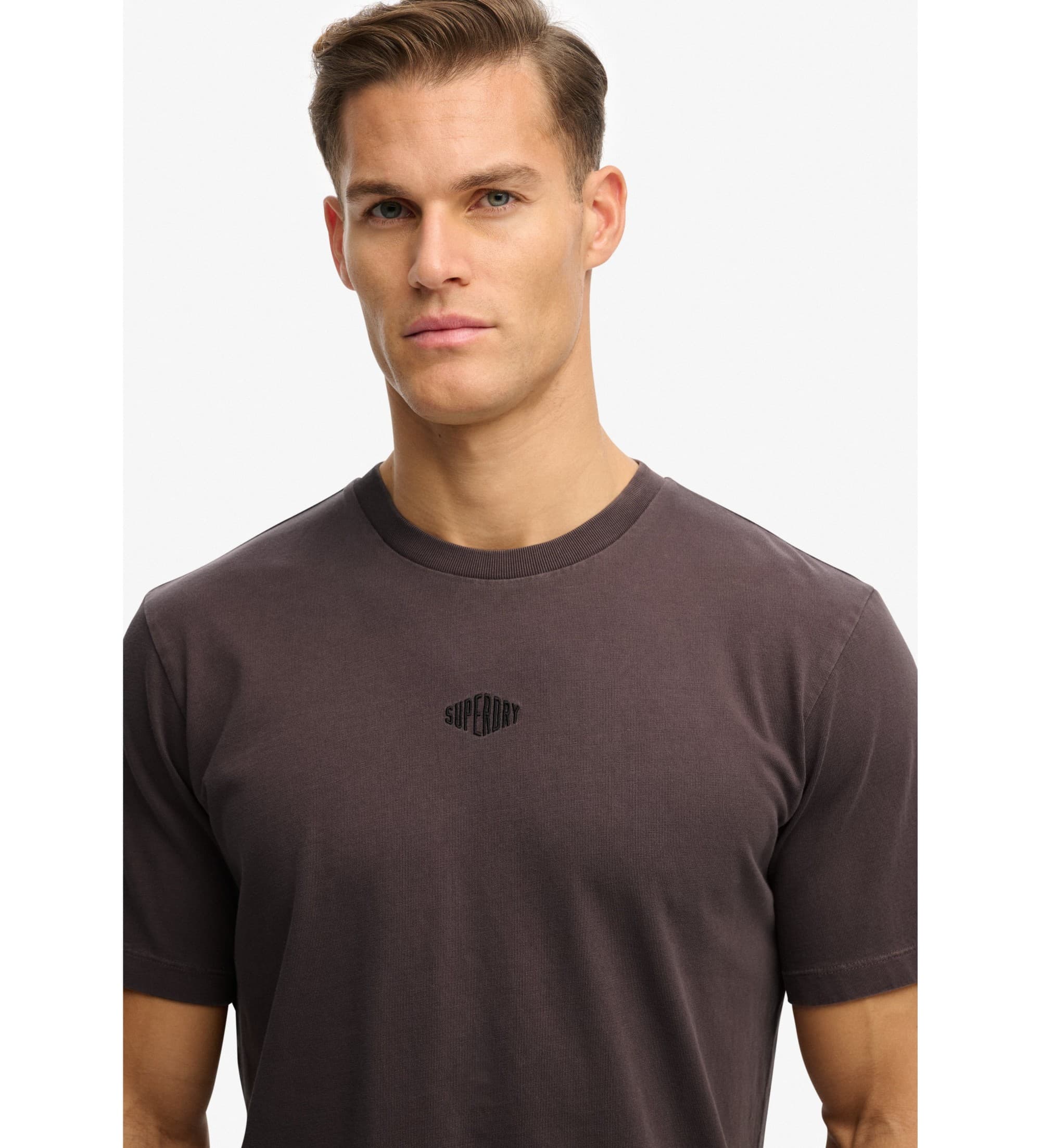 Superdryvoor mannen. M1012366A Micro Logo T-shirt grijs (M), Casual, Katoen, Korte mouwen