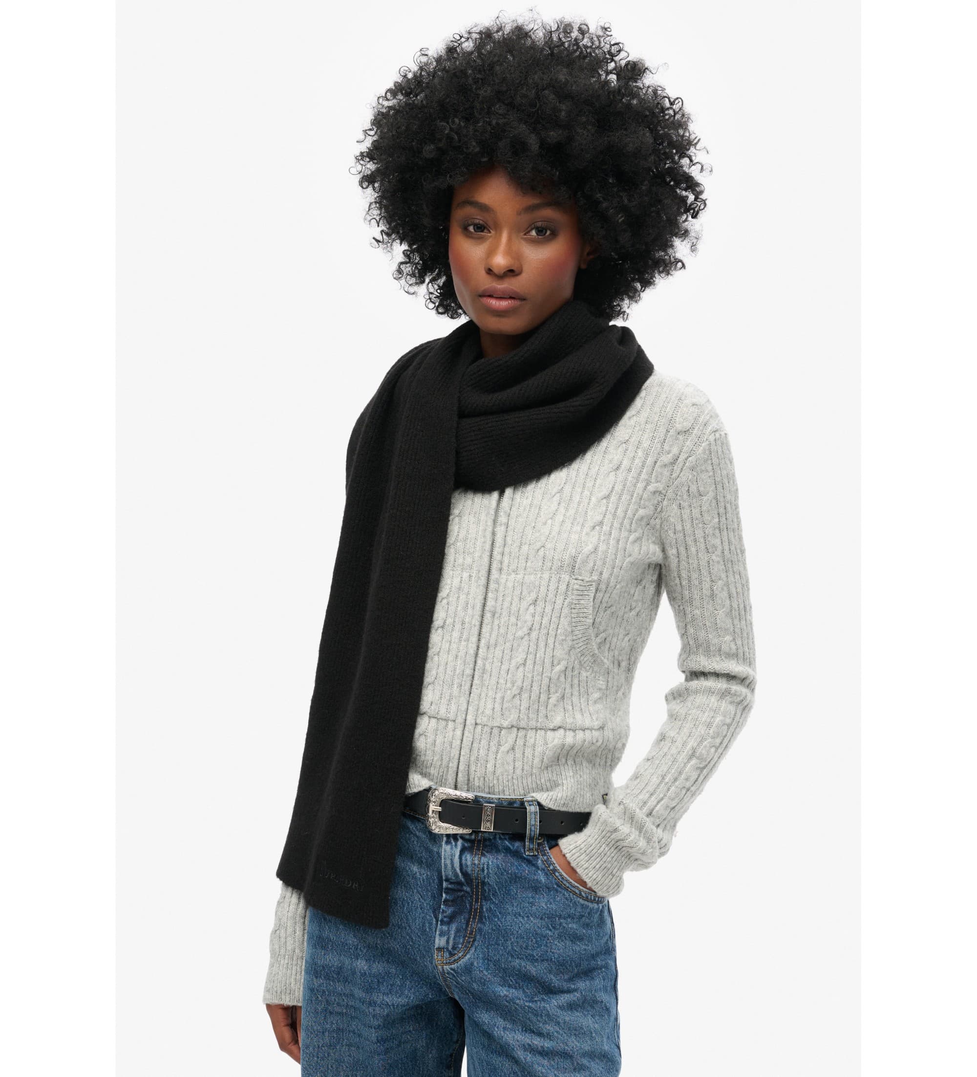 Superdry unisex. Y9310080A Foulard noir doux (OSFA), Casuel, Coton