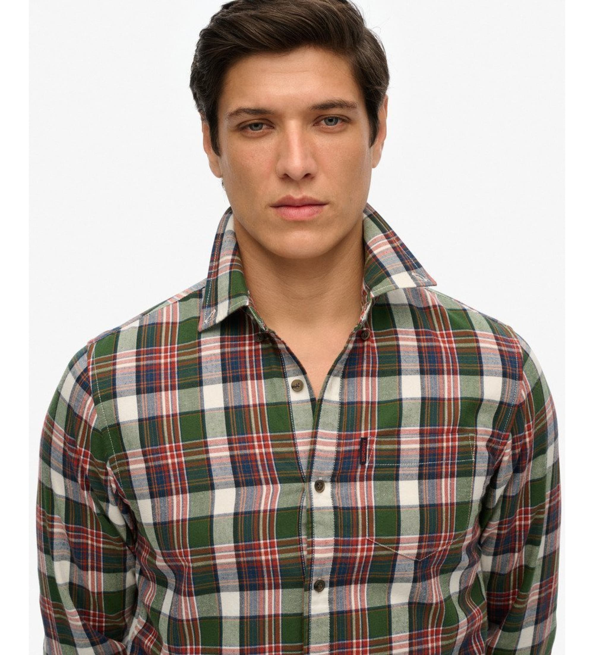 Superdry für Herren. M4010737A Vintage Karohemd grün (XXL), Lässig, Baumwolle, Langarm