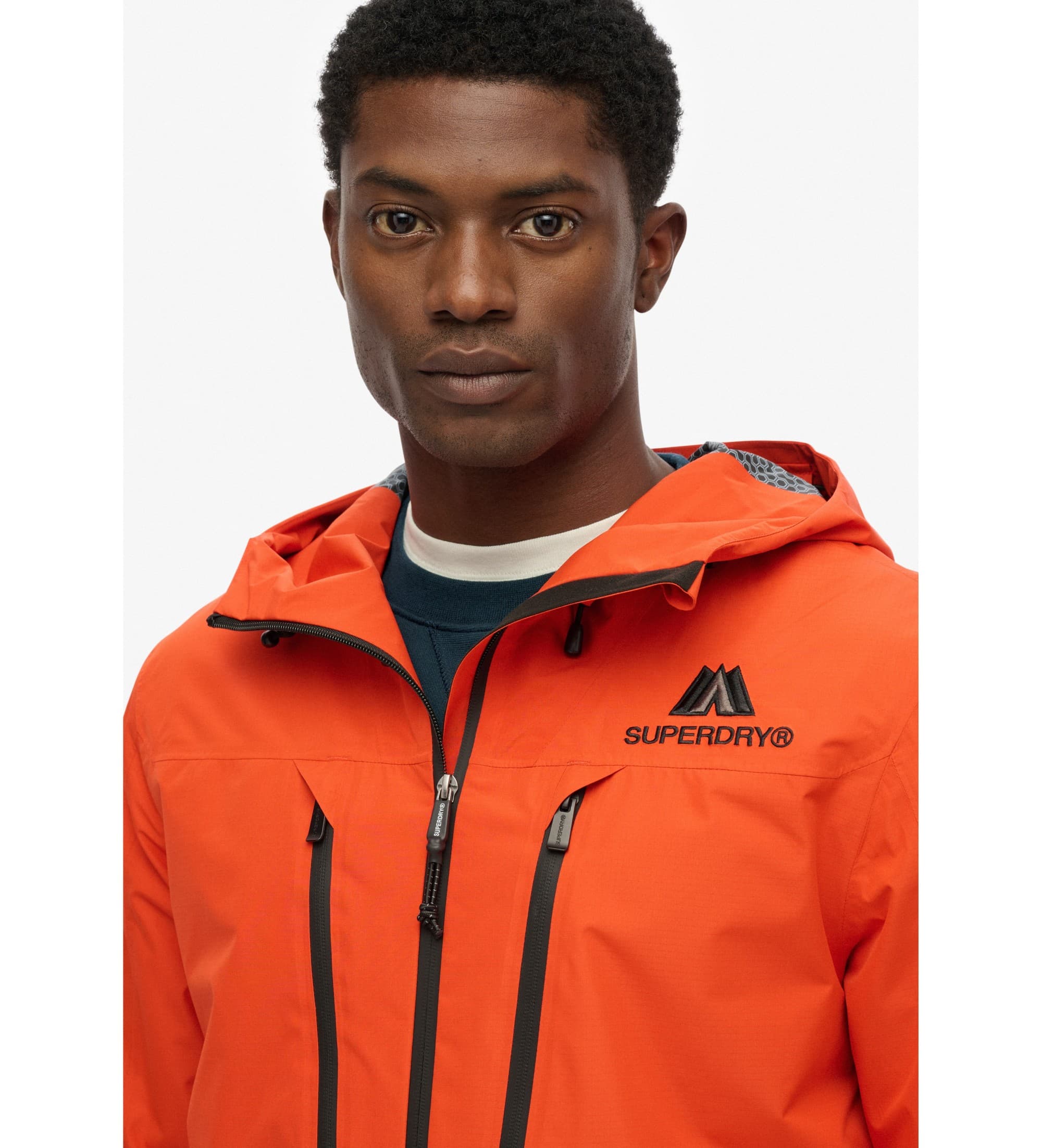 Superdryvoor mannen. M5012249A Waterdichte jas oranje (S), Casual, Polyester
