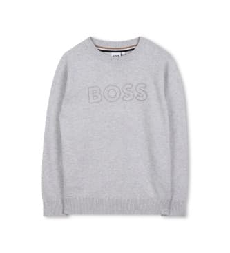 BOSSvoor jongens. J52338 Trui Merk grijs (12Y= 150cm), Casual, Katoen, kinderkleding