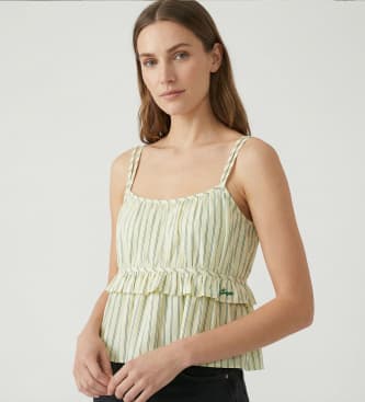 BOSSvoor vrouwen. 50559224 Top Iplyn groen (38), Casual, Katoen, Mouwloos / spaghettibandjes