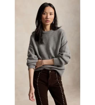 Polo Ralph Laurenvoor vrouwen. 211B17753002 Grijze wollen trui met ronde hals (L), Casual, Grijs, Lange mouwen