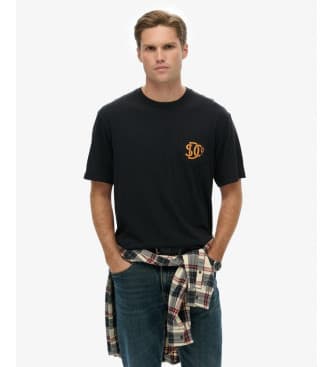 Superdryvoor mannen. M1012288A Merchant Grafisch T-shirt zwart (XXL), Casual, Katoen, Korte mouwen