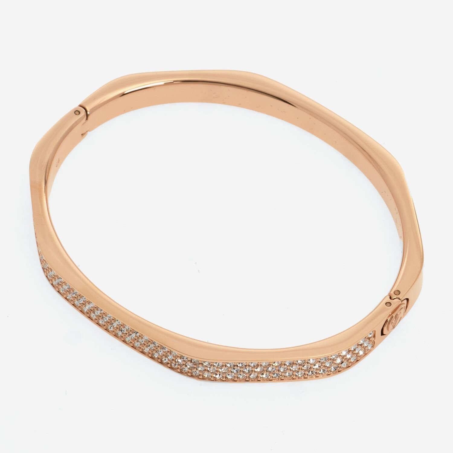 Swarovski Bangle Bracelet Dextera Octagon Rose Gold White Crystal - Medium (16cm)
