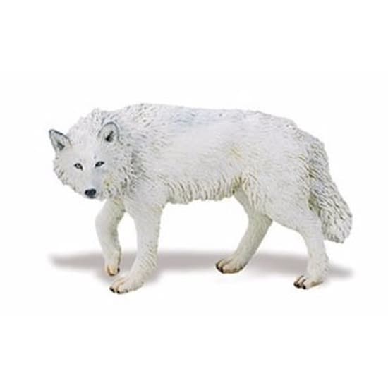 Plastic speelgoed dieren figuur witte wolf 9 cm