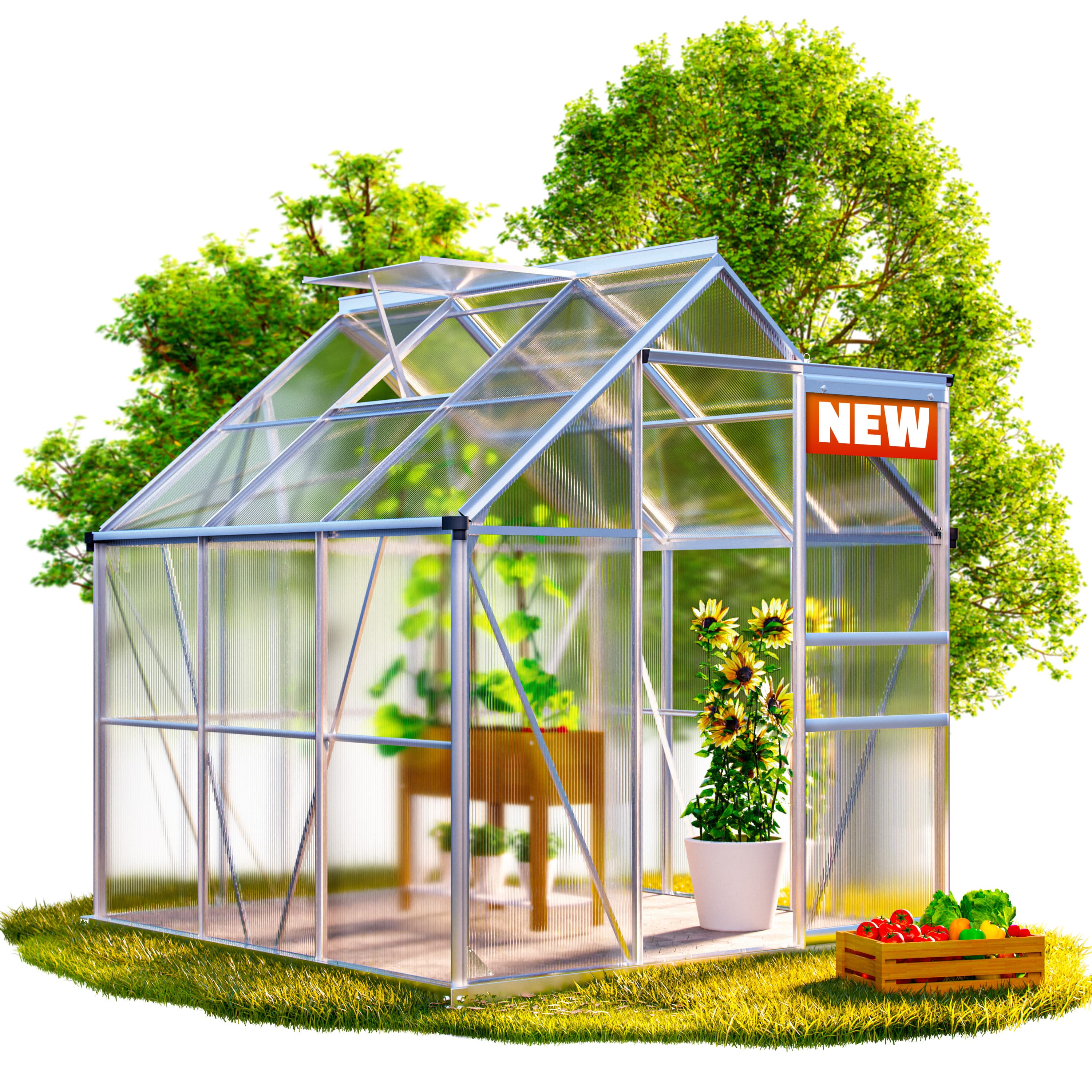 Tuinkas Aluminium 190x190x195cm met Fundering
