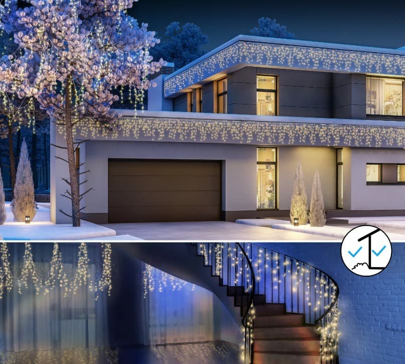 Lichtgordijn 200 LED Kerstdeco Warmwit 10 Meter