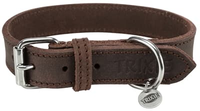 TRIXIE HALSBAND HOND RUSTIC VETLEER DONKERBRUIN 34-40X2,5 CM