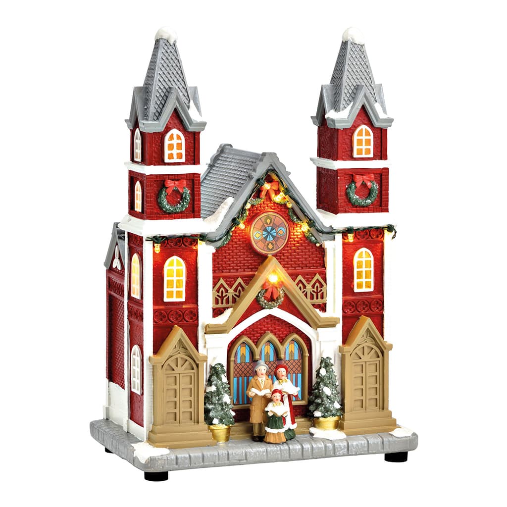 LED Licht huis stadhuis met geluid van poly, kleurrijk (B/H/D) 19x28x12cm