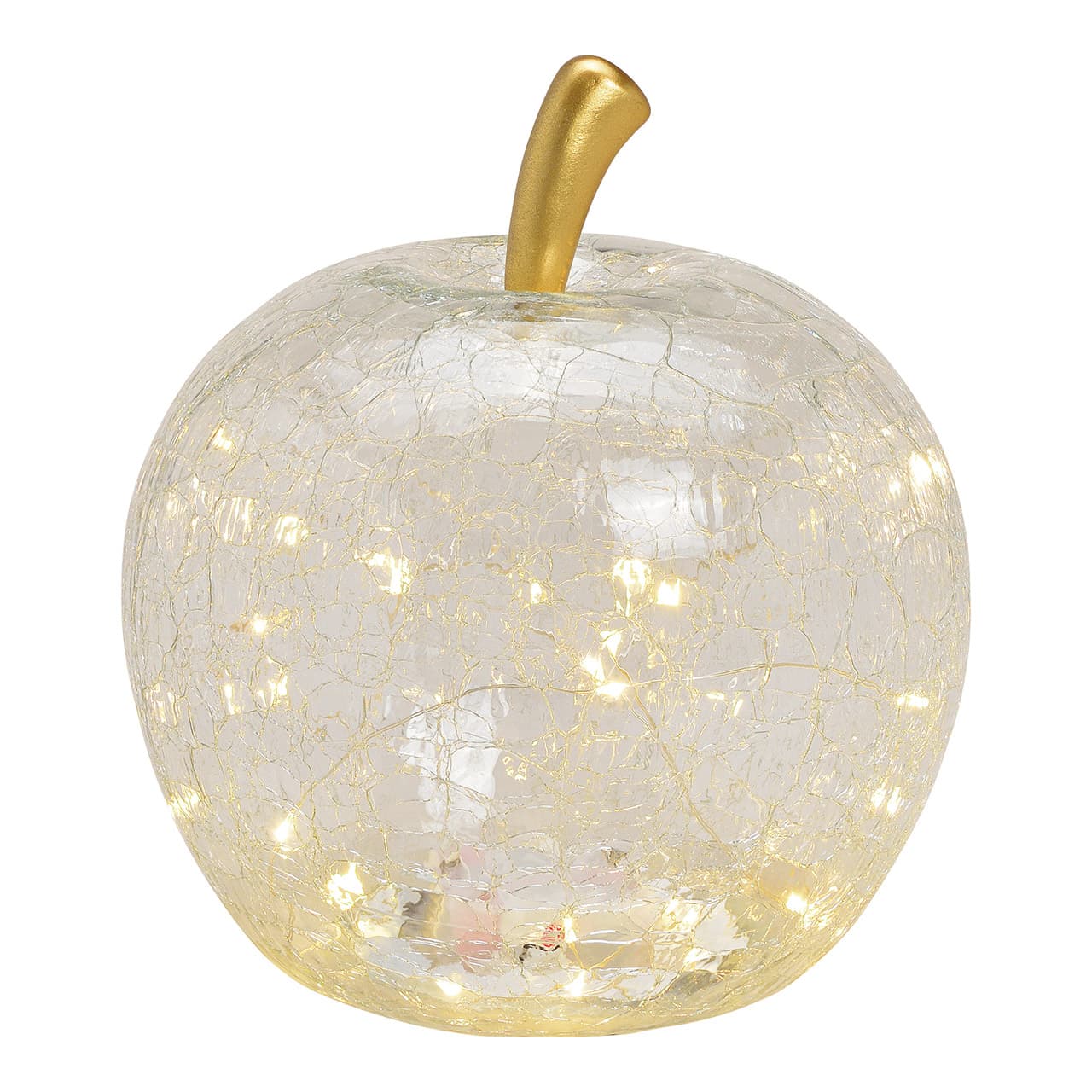 Appel met 30 LED's, met timer, van transparant glas (B/H/D) 22x24x22 cm