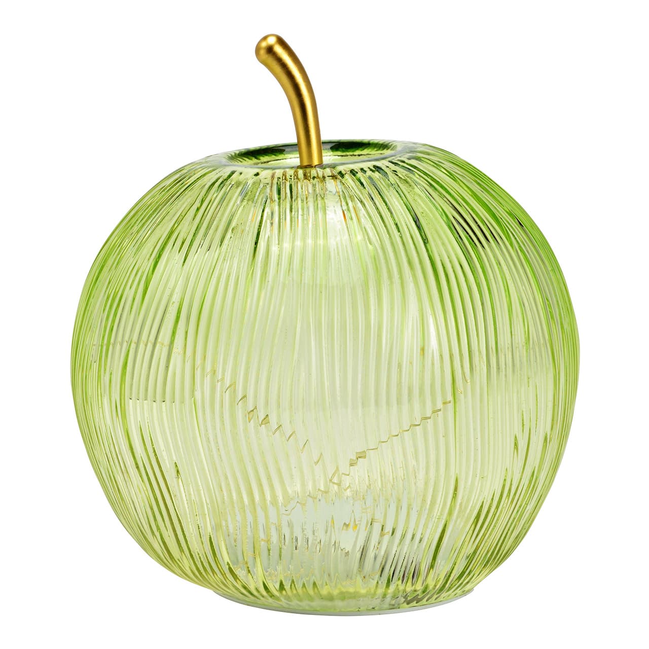 Decoratieve appel met 15 led-lampjes en timer, van glas, groen (B/H/D) 16x17x16 cm